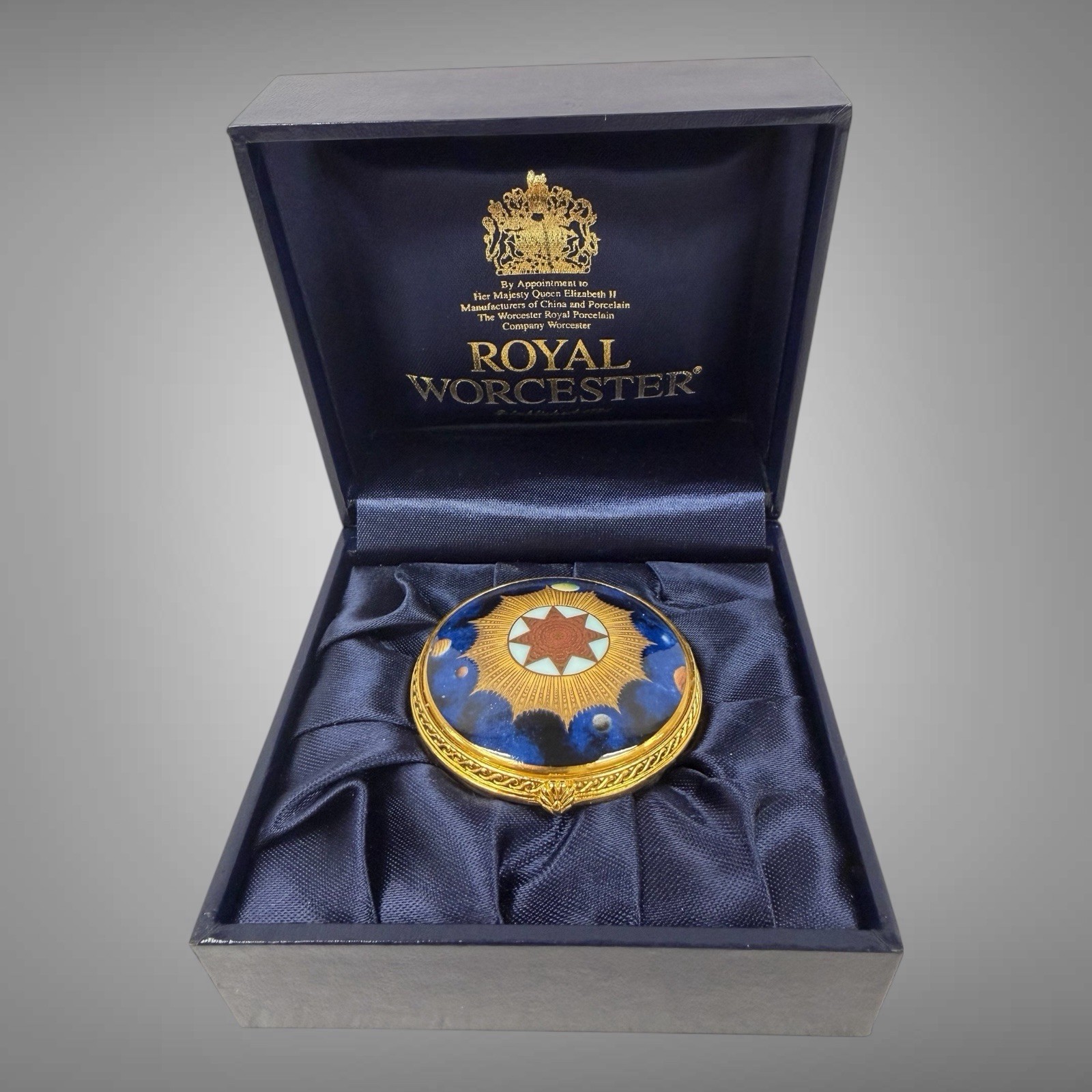 Retired Royal Worcester Porcelain Millennium Trinket Pill Box in Original Box Retired Royal Worcester Porcelain Millennium Trinket Pill Box in Original Box