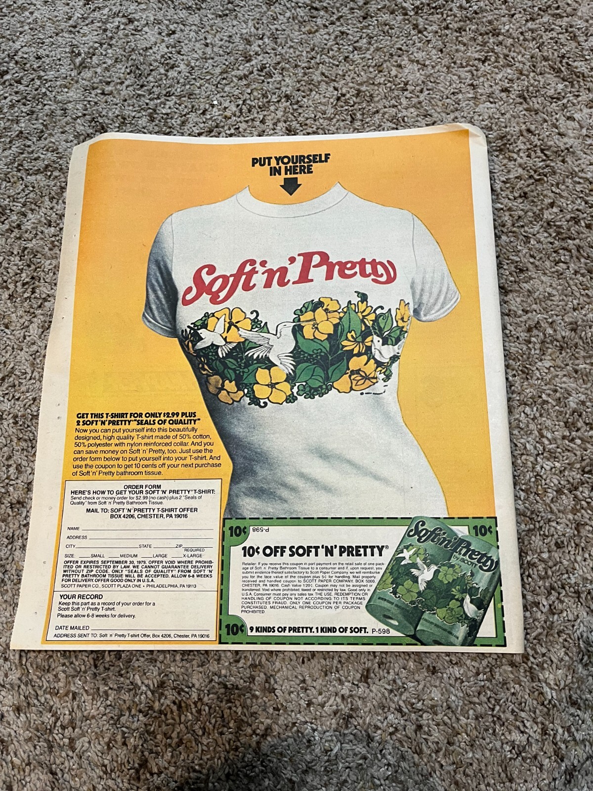 1979 Soft N Pretty T Shirt Newspaper Ad & Coupon