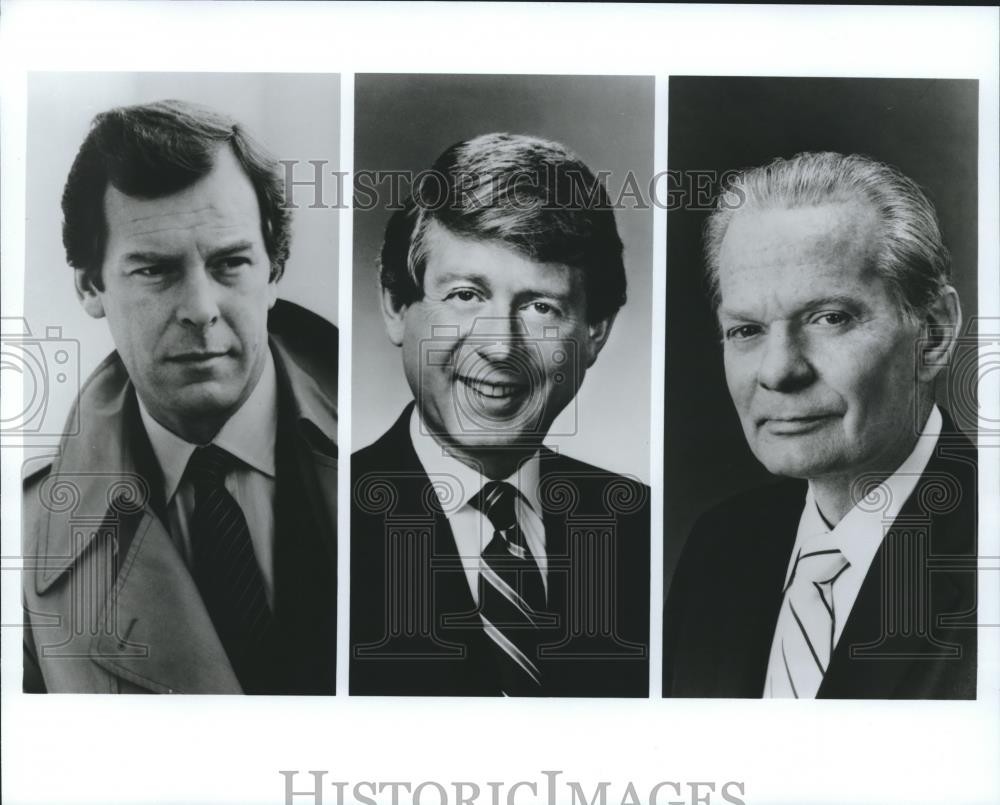 1987 Press Photo Peter Jennings, Ted Kopppel, David Brinkley in ABC Special.