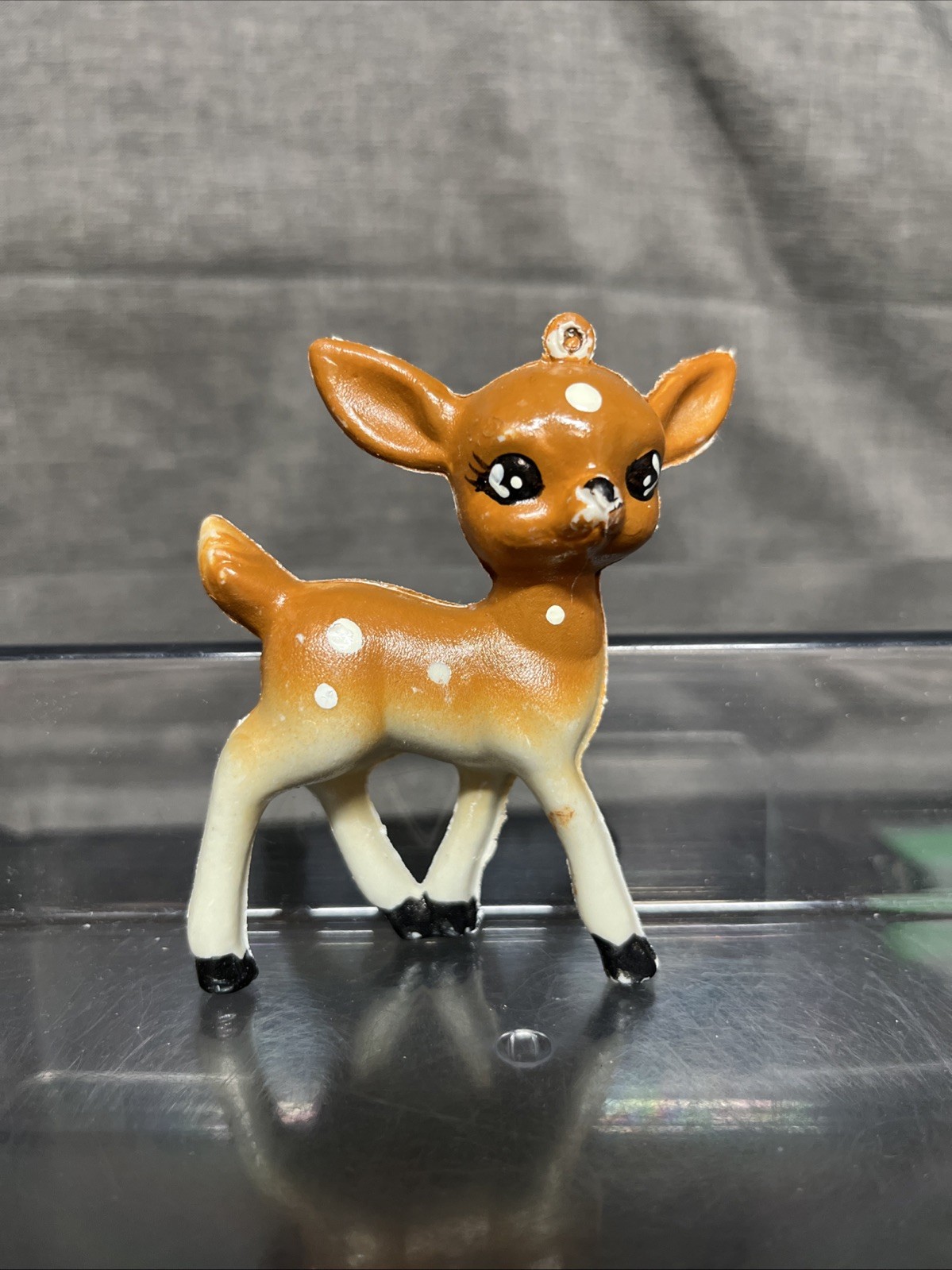 Vtg Blow Mold Deer Fawn Bambi Hollow Plastic Hong Kong Christmas Ornament W13