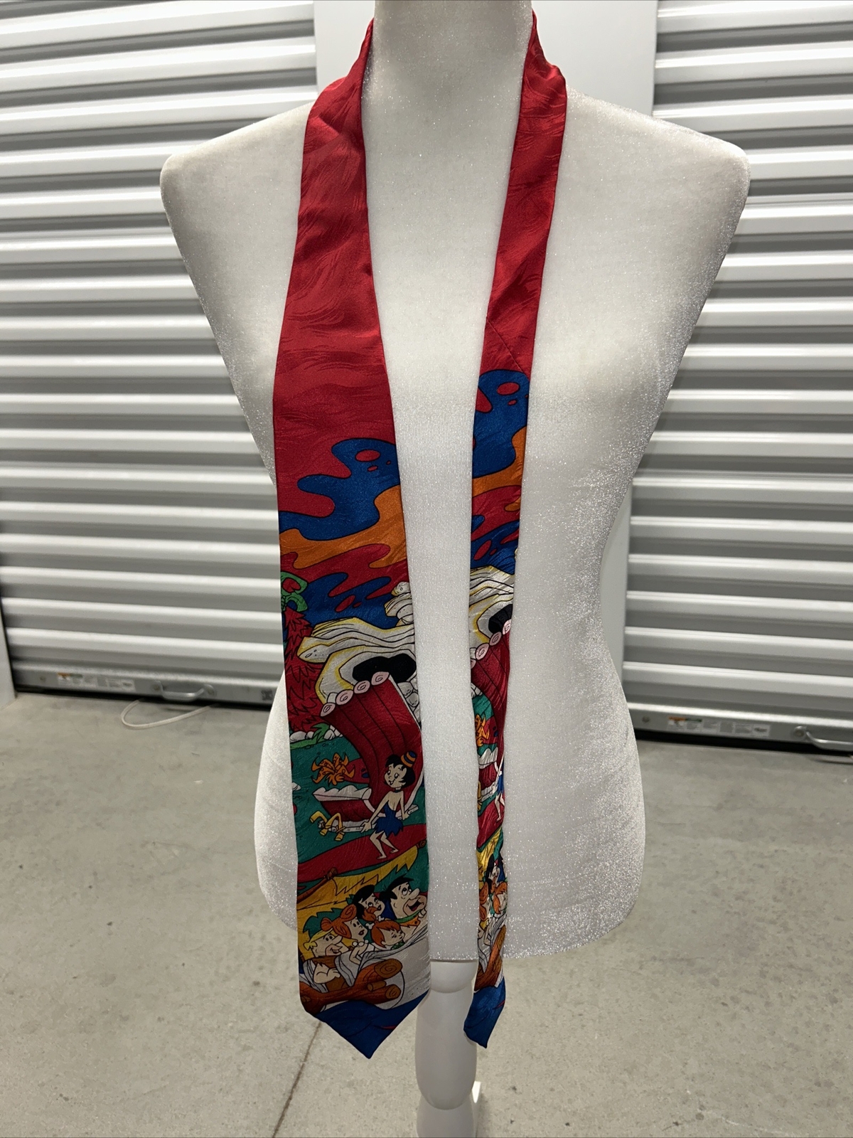 Vintage 1993 Flintstones Tie Hanna Barbera Rack O Ribs Ralph Marlin Silk Barney