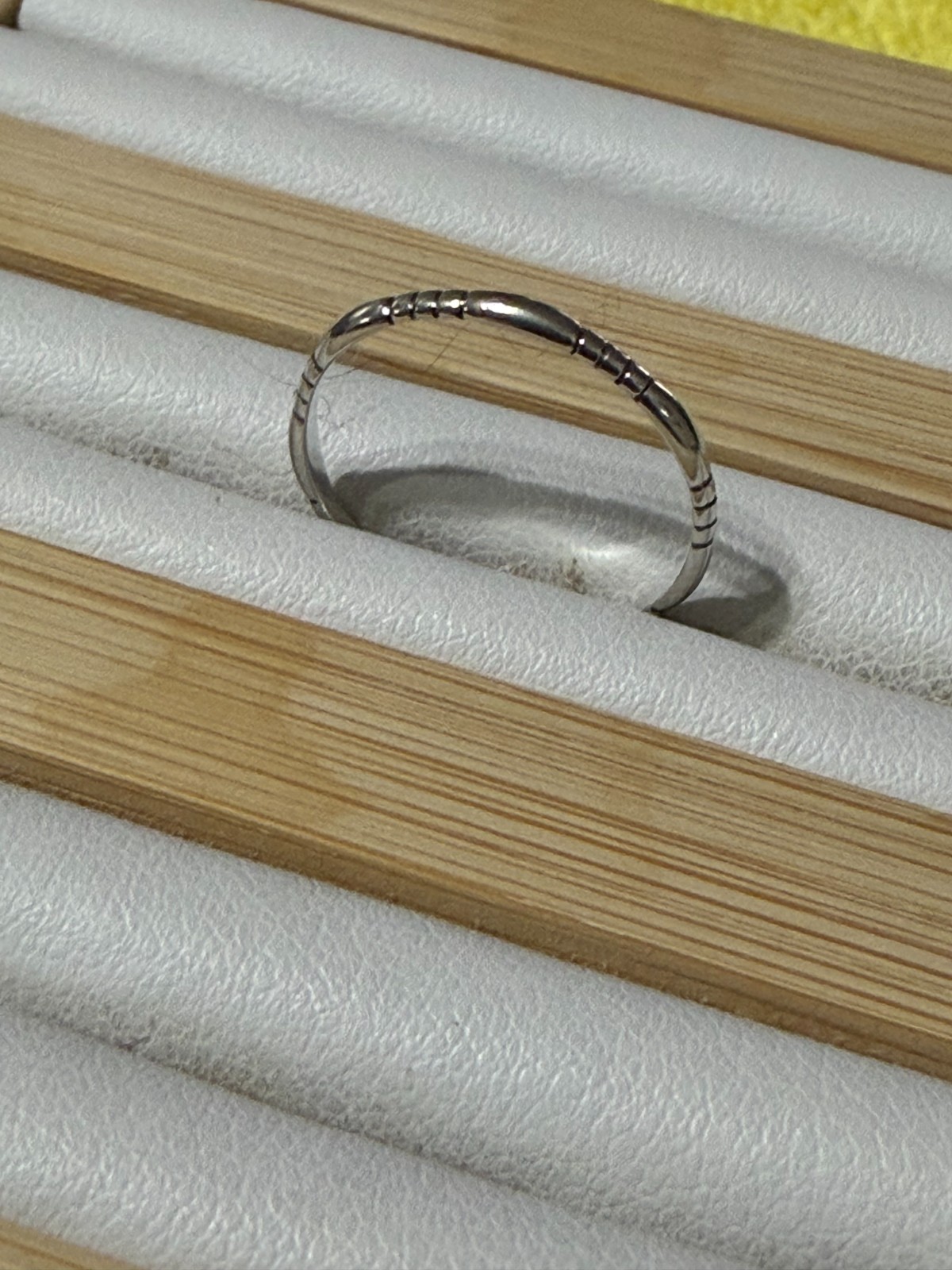 925 Sterling Silver Dainty Stacking Ring Textured Diamond Cut Minimalist Band Sz