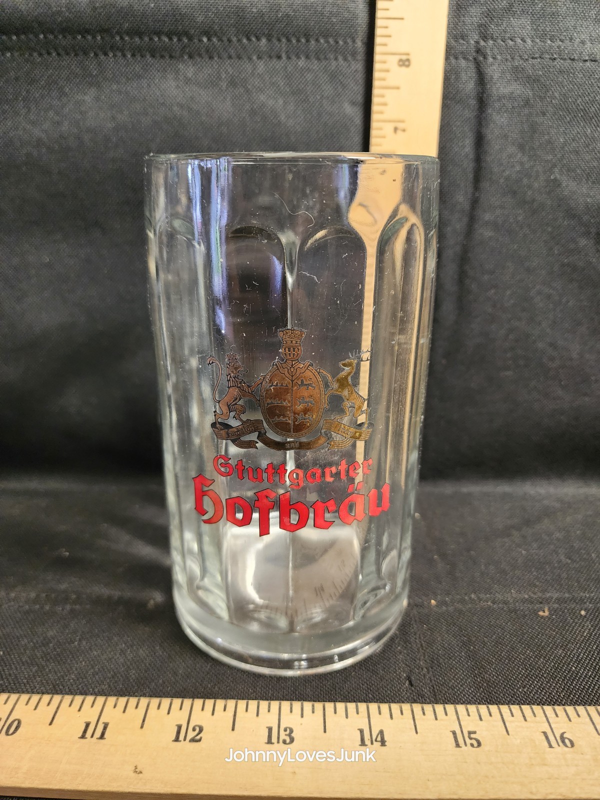 Vintage Gtuttgarter Hofbrau Beer Mug Clear Glass 