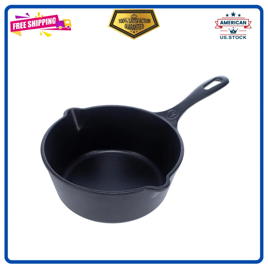 Victoria Cast Iron Saucepan, Cast Iron Melting Pot, Made in Colombia, 2QT