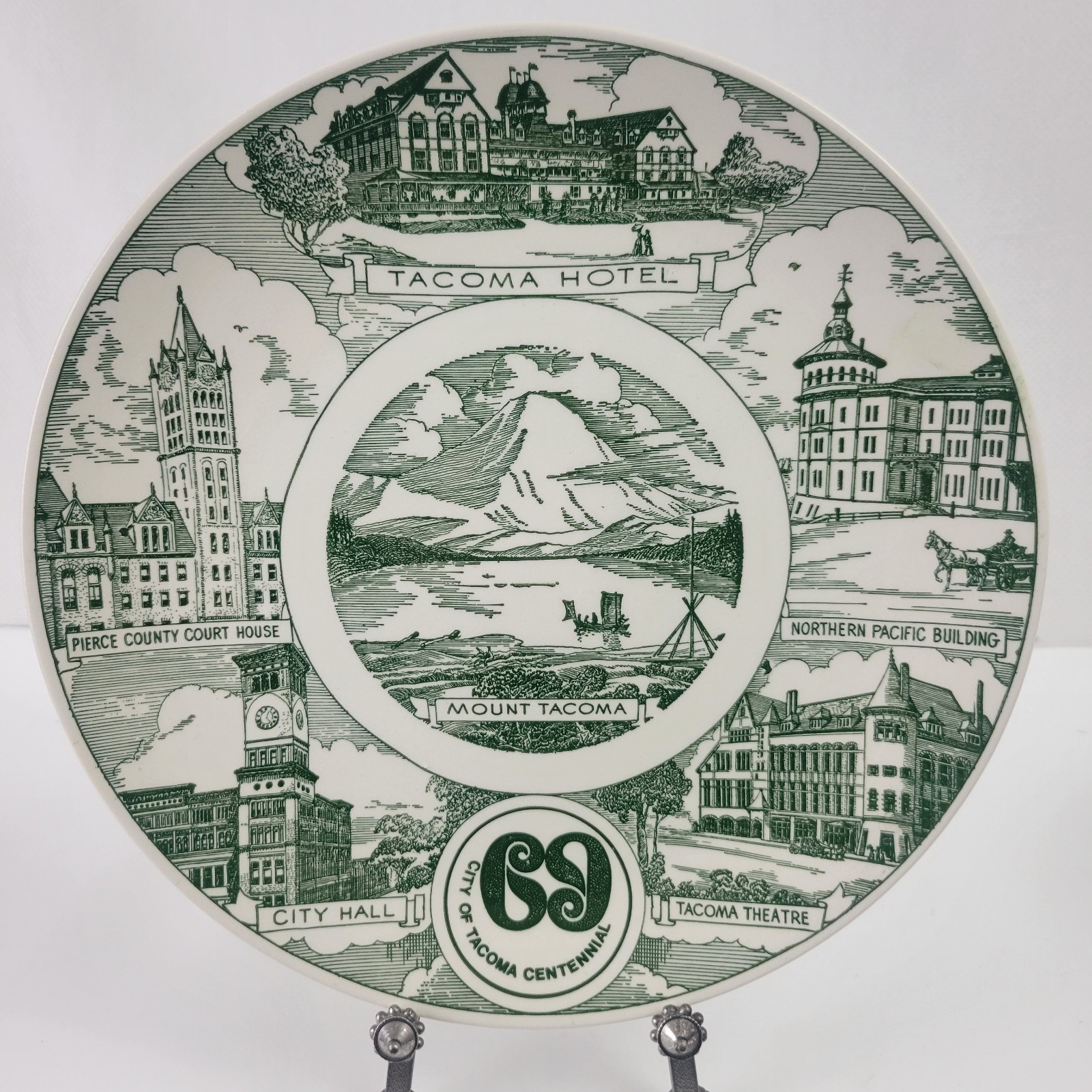 City of Tacoma Centennial Plate, 1969, Hotel, Northern Pacific, Mount, Hotel
