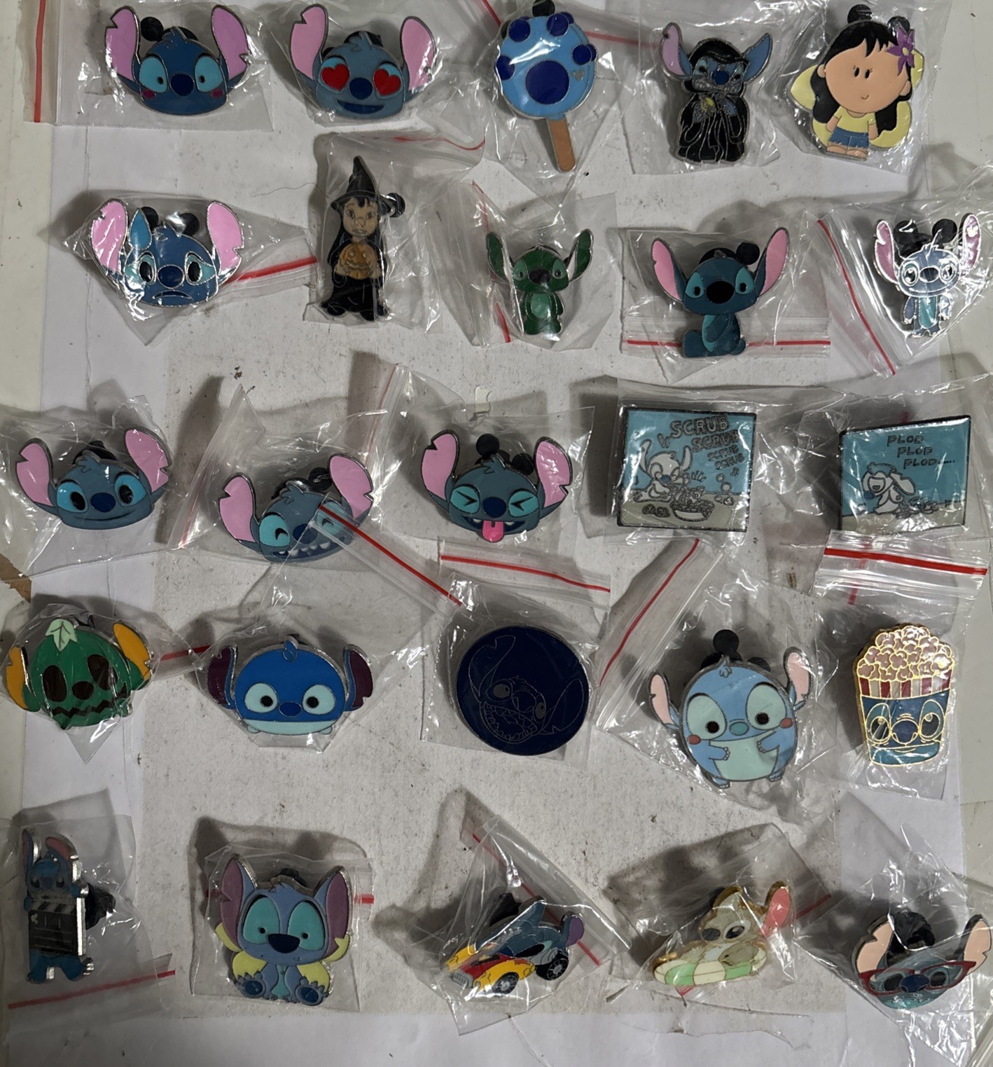 Stitch Disney Pin Lot of 25. W/ STITCH  LANYARD US SELLER