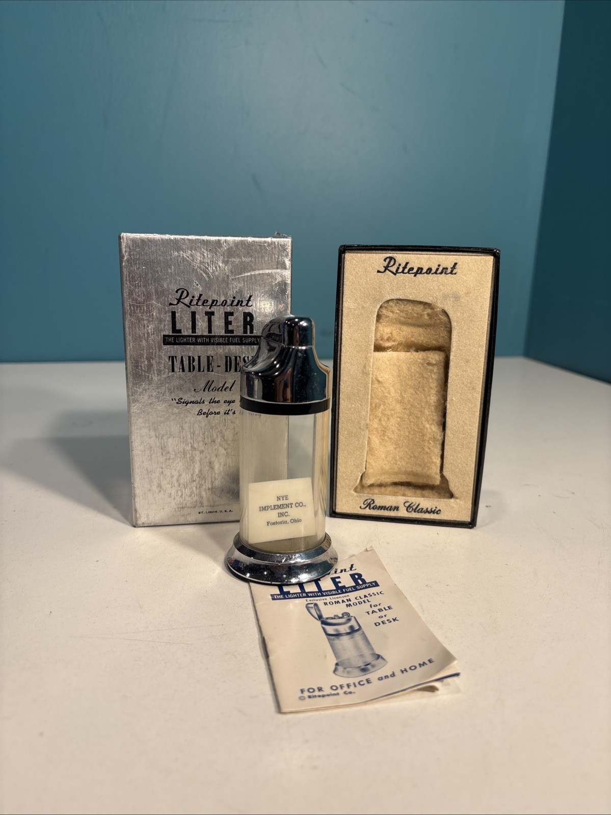 Vintage Ritepoint Table Lighter Complete w/ Original Packaging MIB
