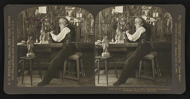 An old Wood-carver at work, Meiringen, Switzerland Old Photo An old Wood-carver at work, Meiringen, Switzerland Old Photo