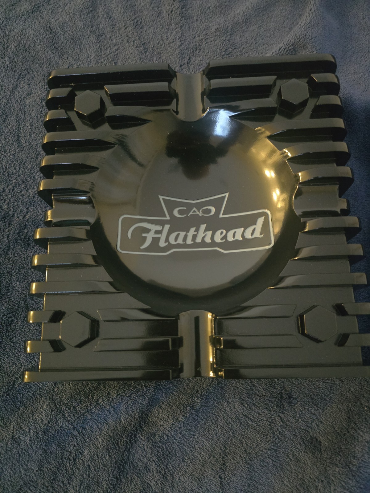 CAO Flathead Solid Metal Tobacco Black Square Cigar Ashtray