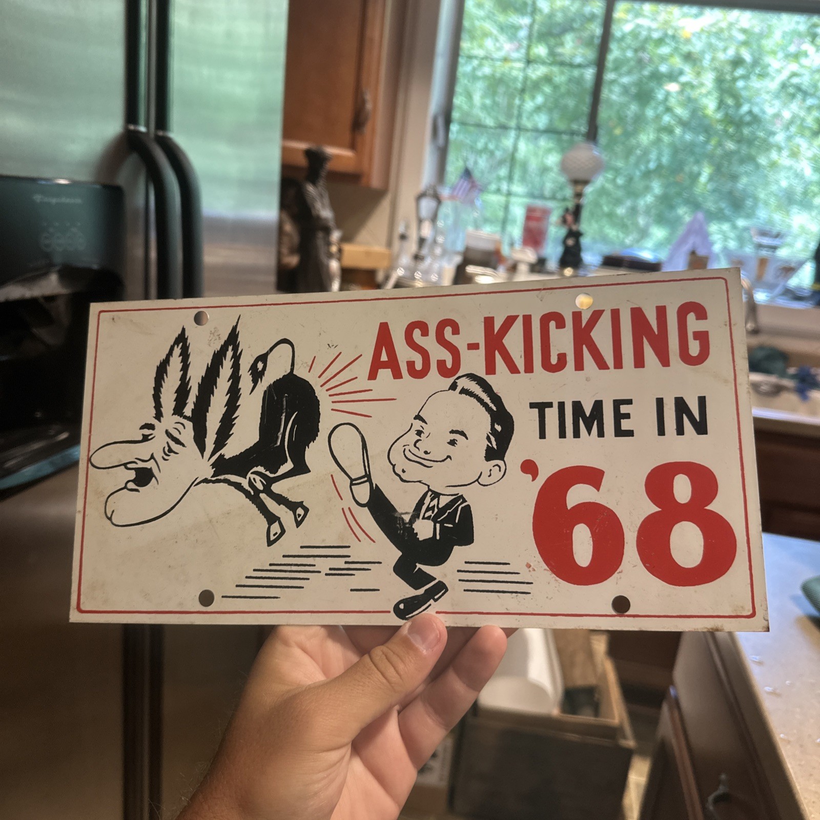 RARE 1968 Richard Nixon Lyndon B. Johnson Booster License Plate Political
