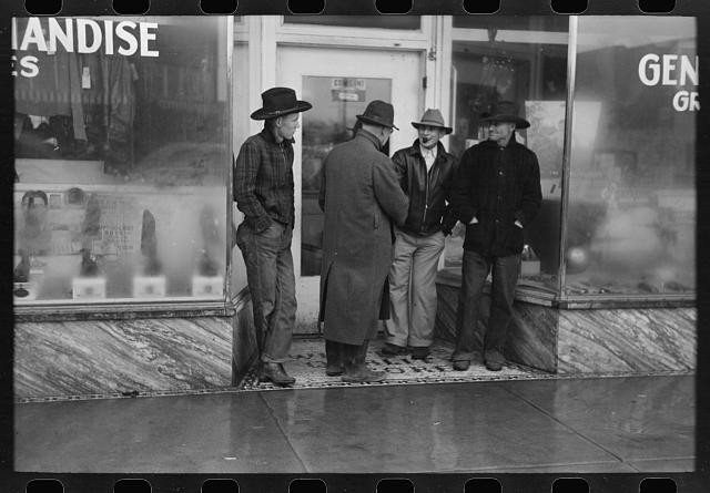 Photo:Eufaula Oklahoma 1940s Men Standing Outside Storefront FSA Photo