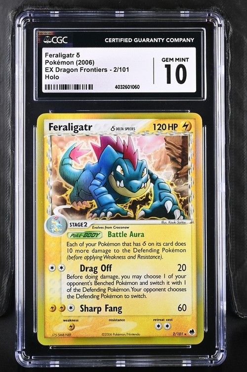 CGC 10 Feraligatr 2/101 Holo Ex Dragon Frontiers Delta Species Pokemon Card CGC 10 Feraligatr 2/101 Holo Ex Dragon Frontiers Delta Species Pokemon Card