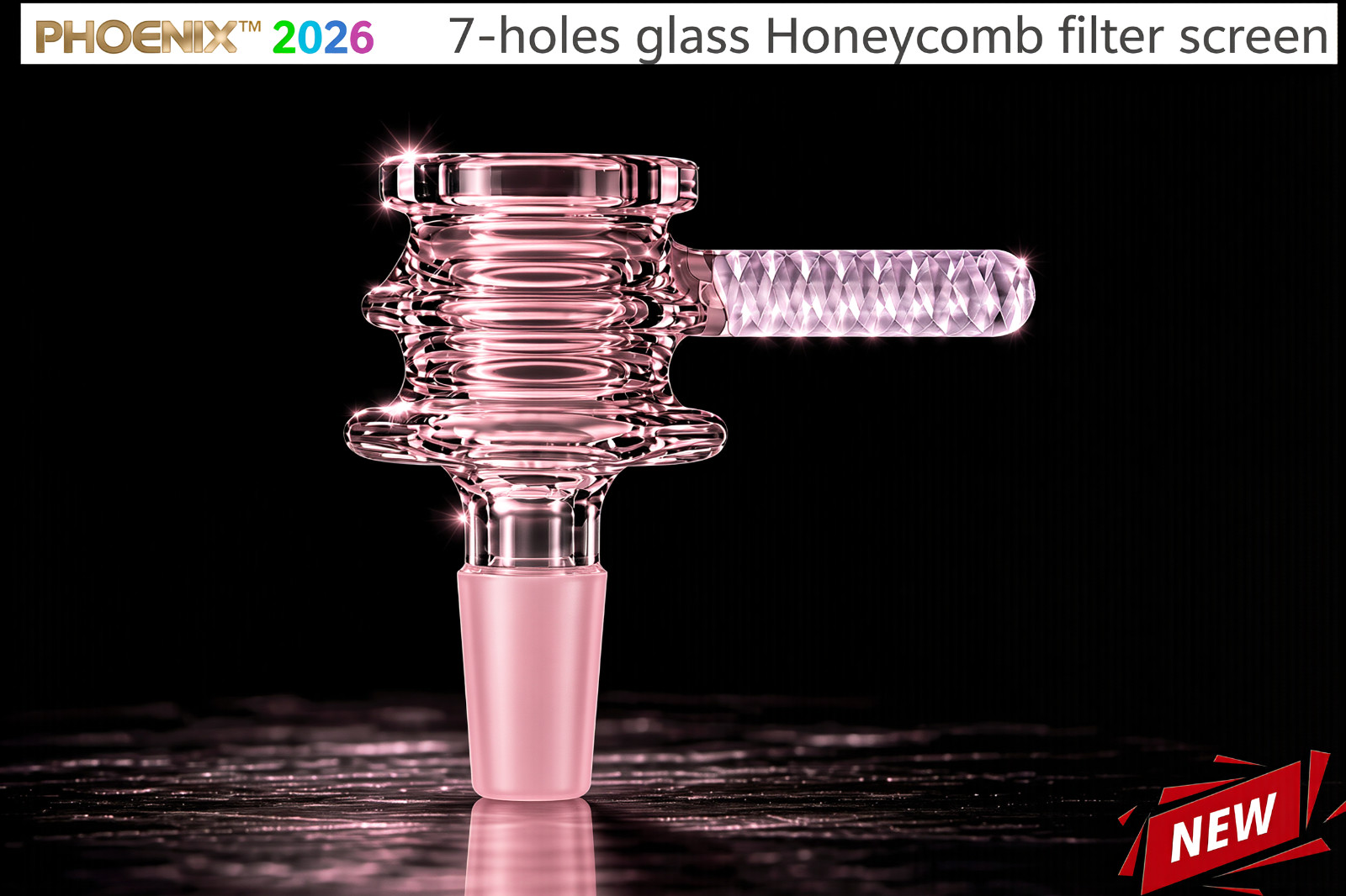 Phoenix ⭐ 14mm Thick Glass Bowl Transparent Pink Honeycomb Screen 🔥💨💥🚀🪐 🌌