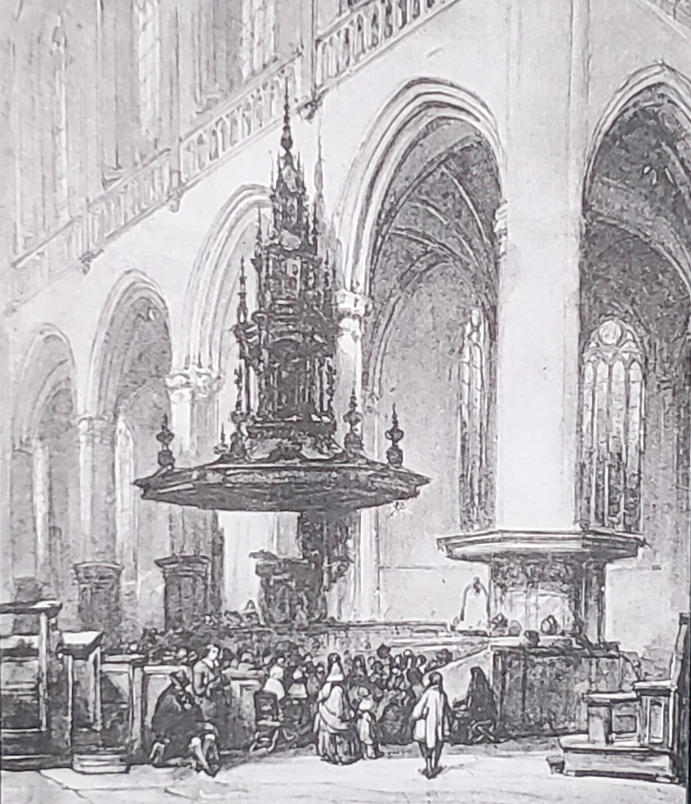 The Sermon, Johannes Bosboom, Magic Lantern Glass Slide