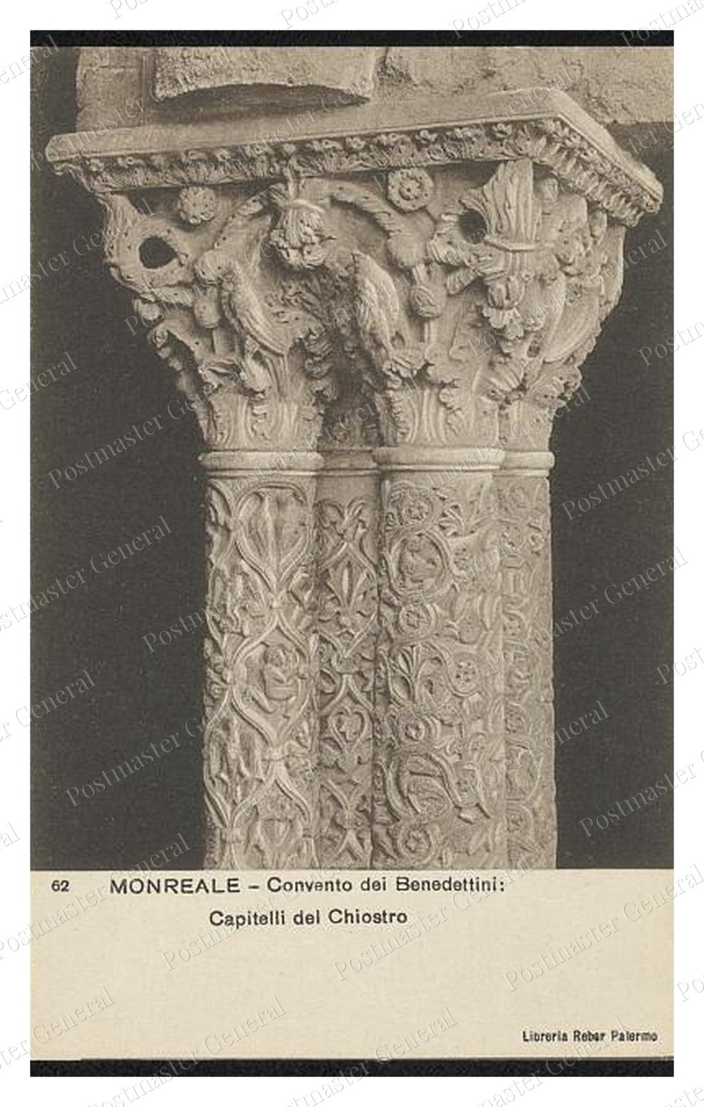 Monreale Italy Cloister Capitals Standard Postcard COPY RPPC