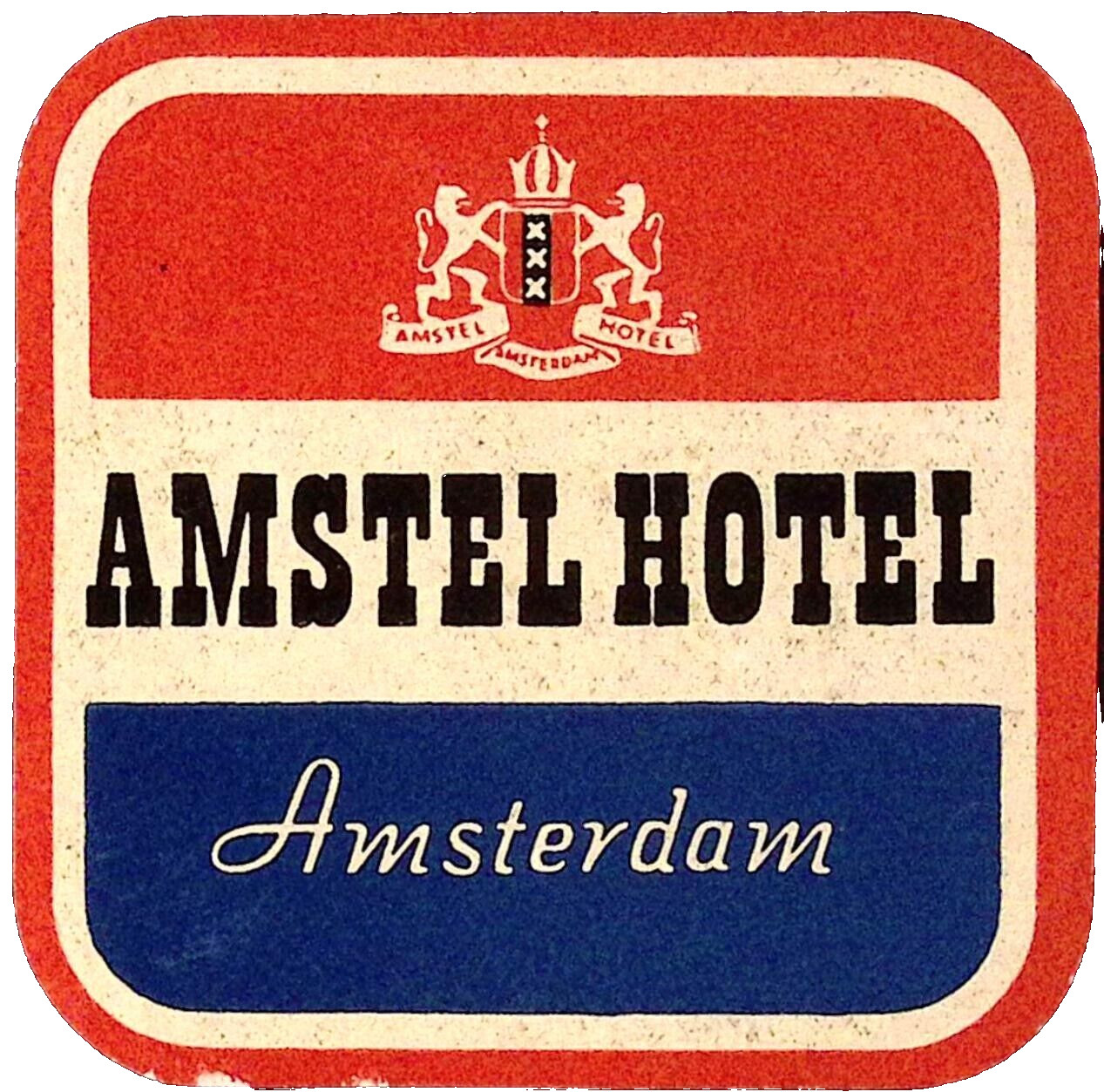 Amstel Hotel Amsterdam Netherlands Vintage Souvenir Luggage Label 3.75 x 3.75