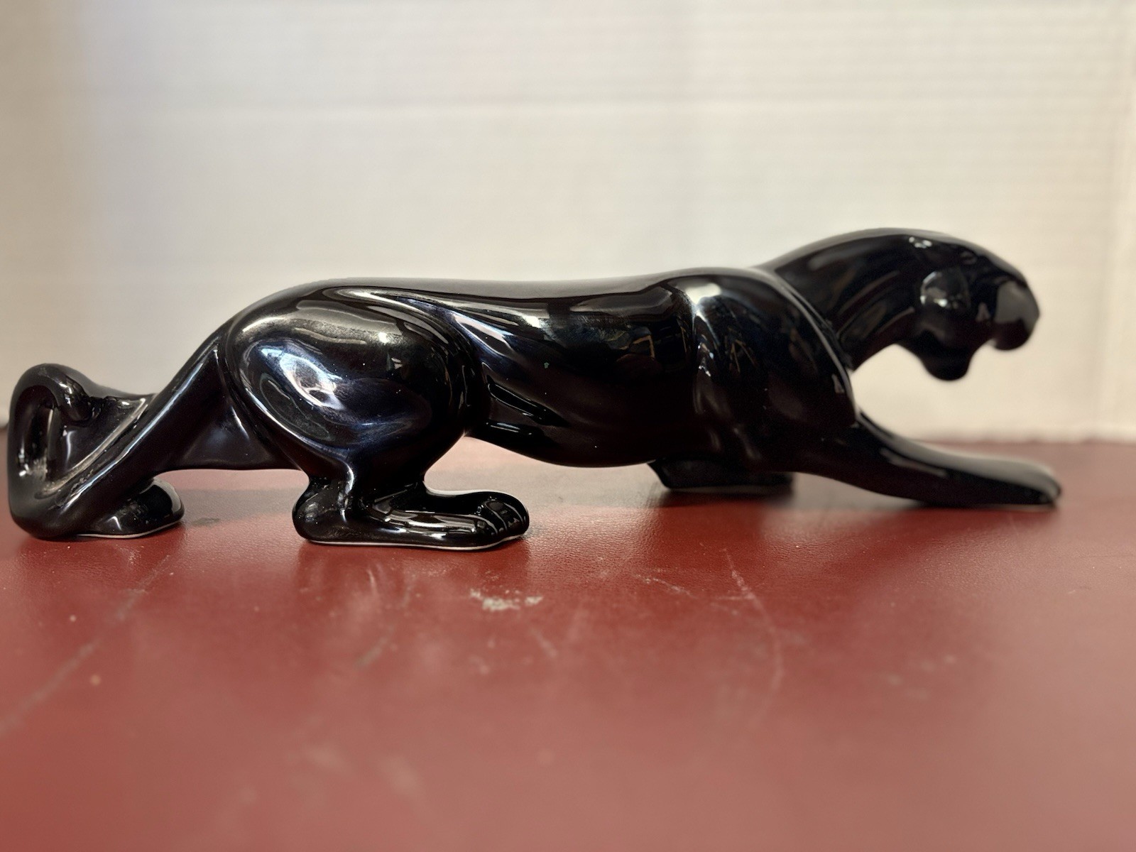 Vintage MCM Stalking 1950s Glossy Black Panther Figurine Statue 13” Royal Haeger