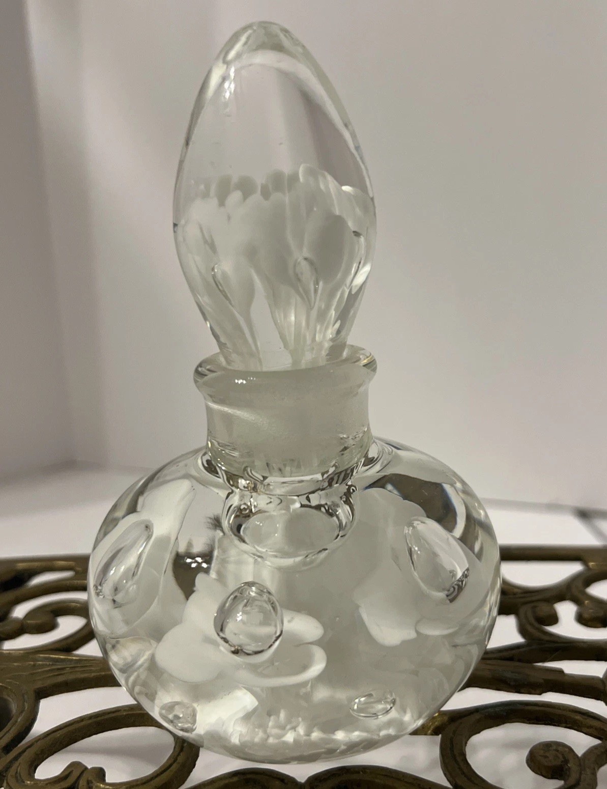Authentic Joe Rice St. Clair Art Glass White Perfume Bottle – Signed