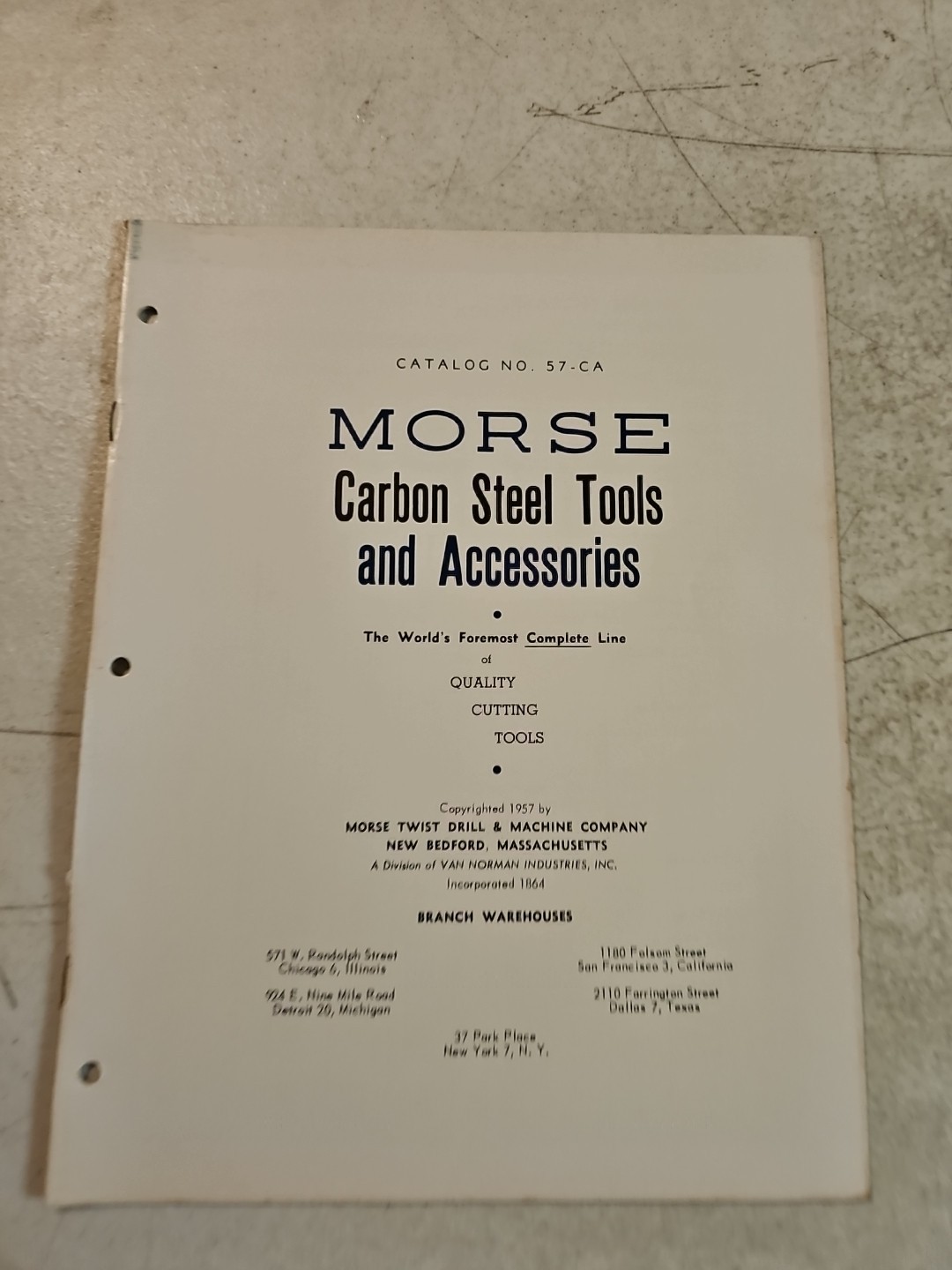 1957 Morse Twist Drill & Machine Co. Carbon Steel Tools & Accessories Catalog 1957 Morse Twist Drill & Machine Co. Carbon Steel Tools & Accessories Catalog