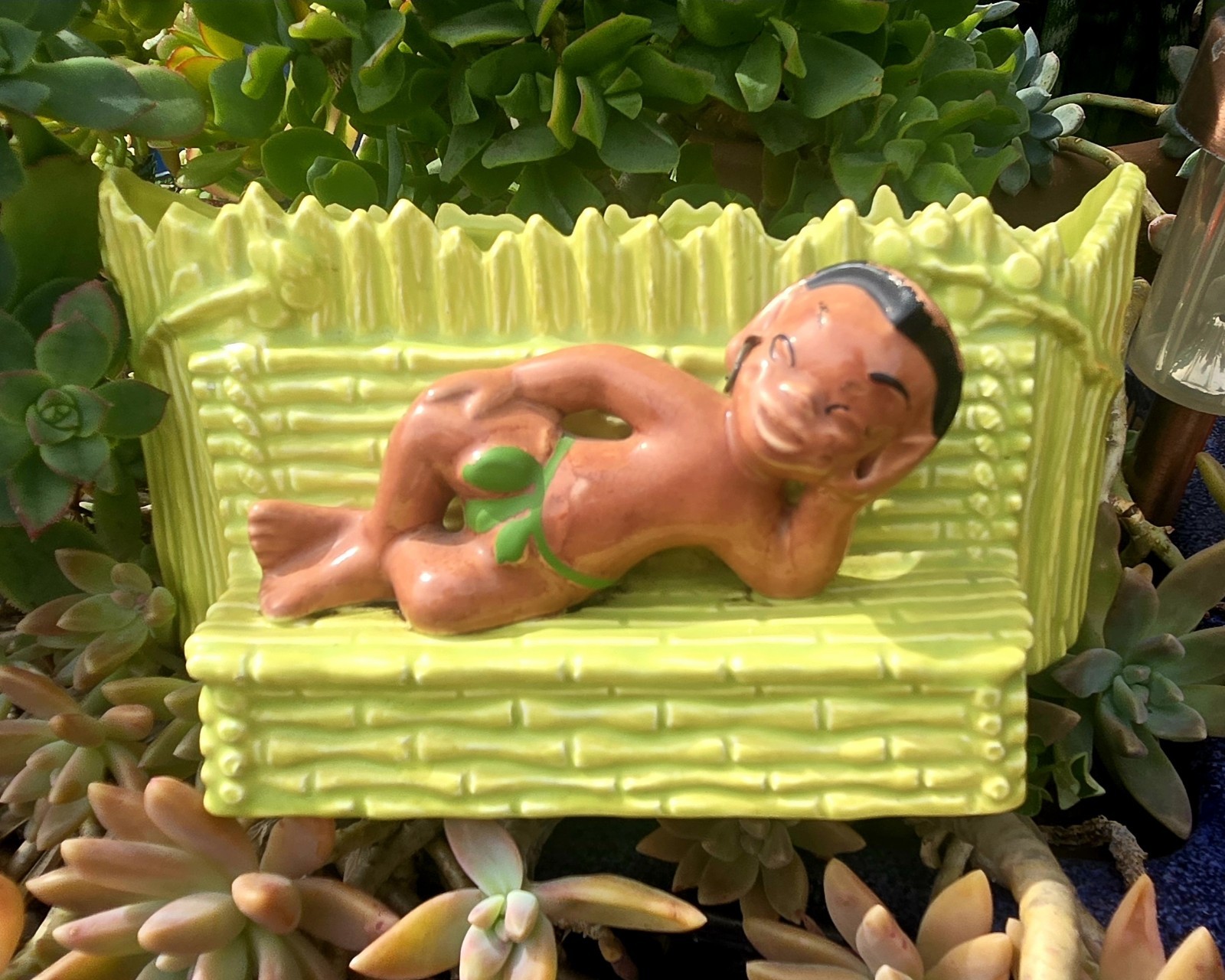 Vintage Gilner Happy Cannibal Tiki Planter Mid Century Hawaiian Pottery