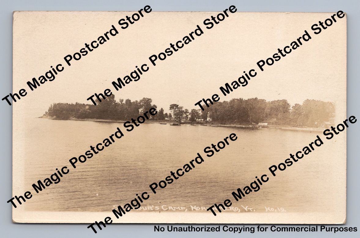 Seymour\'s Camp NORTH HERO Island Vermont RPPC Antique Photo Postcard 1922