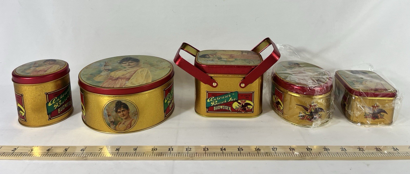 Set of 5 Vintage 1992 Anheuser Busch Budweiser Collector Tins New