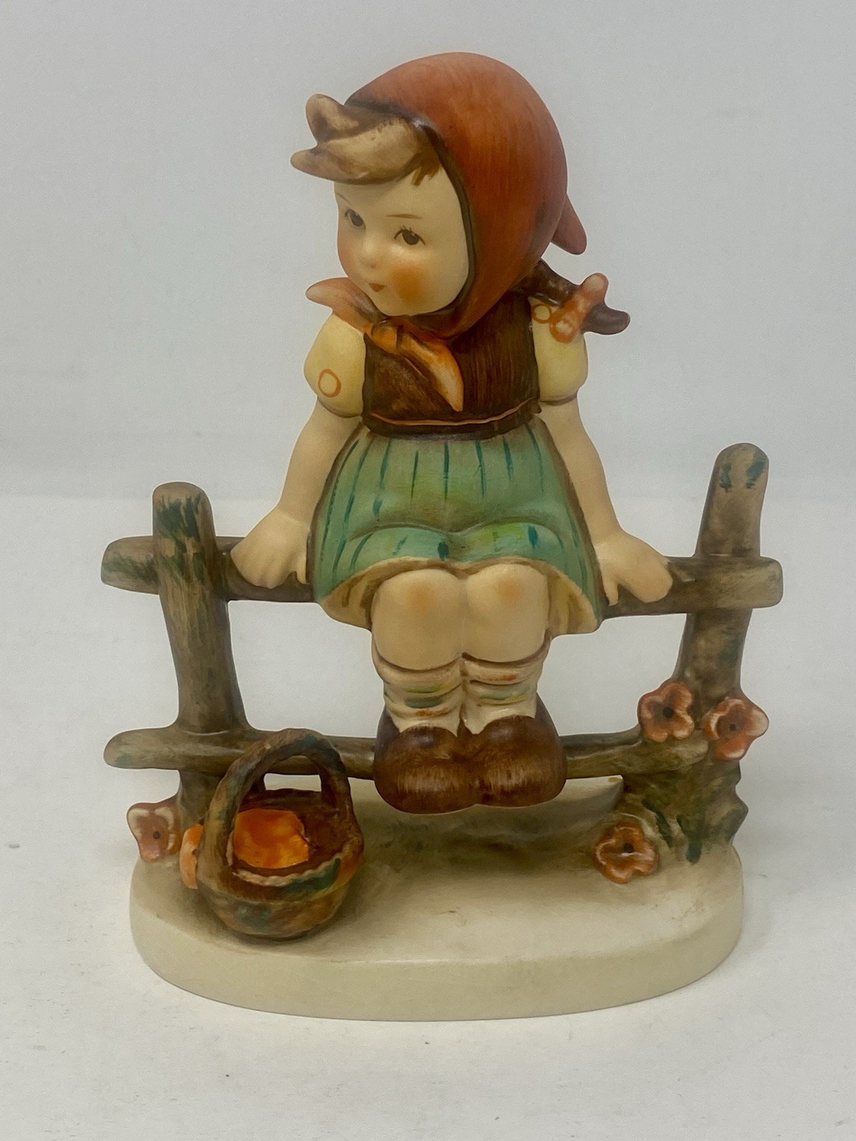 Goebel Hummel Just Resting # 112 TMK4 Figurine Germany Girl On Fence Signed 5” Goebel Hummel Just Resting # 112 TMK4 Figurine Germany Girl On Fence Signed 5”