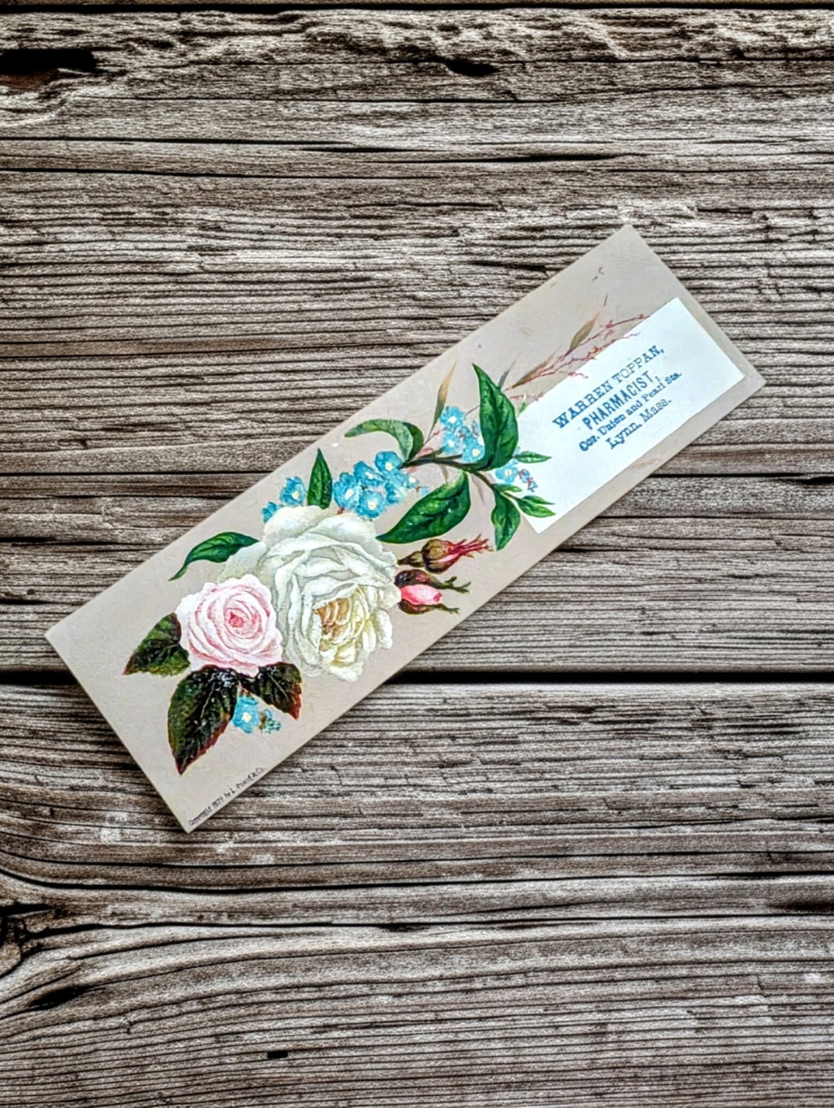 Antique RARE 1877 L. Prang & Co. Floral Trade Card Bookmark Paper Ephemera Dated