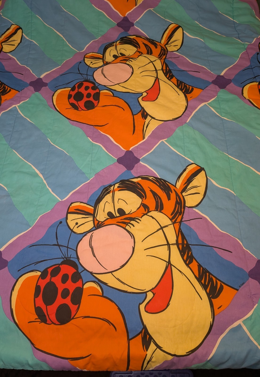 Vintage Disney Winnie the Pooh Tigger Reversible Twin Comforter Ladybug Bedding