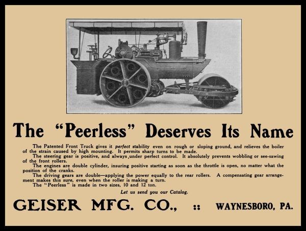 1912 Geiser Mfg. Waynesboro Pennsylvania PEERLESS Engine New Metal Sign: 12x16\