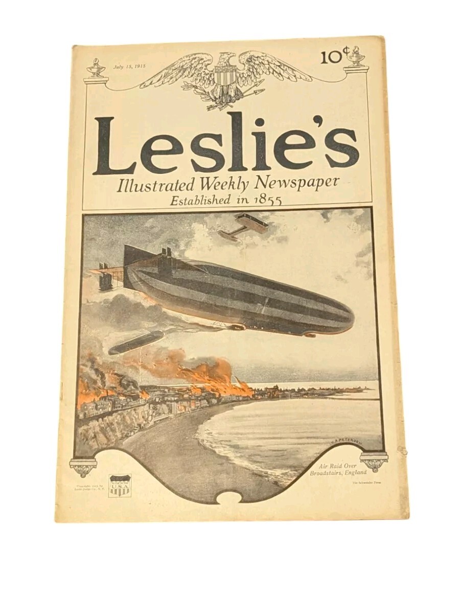 1915 Leslie's Illustrated Weekly Newspaper WWI Militaria July 15 Vintage
