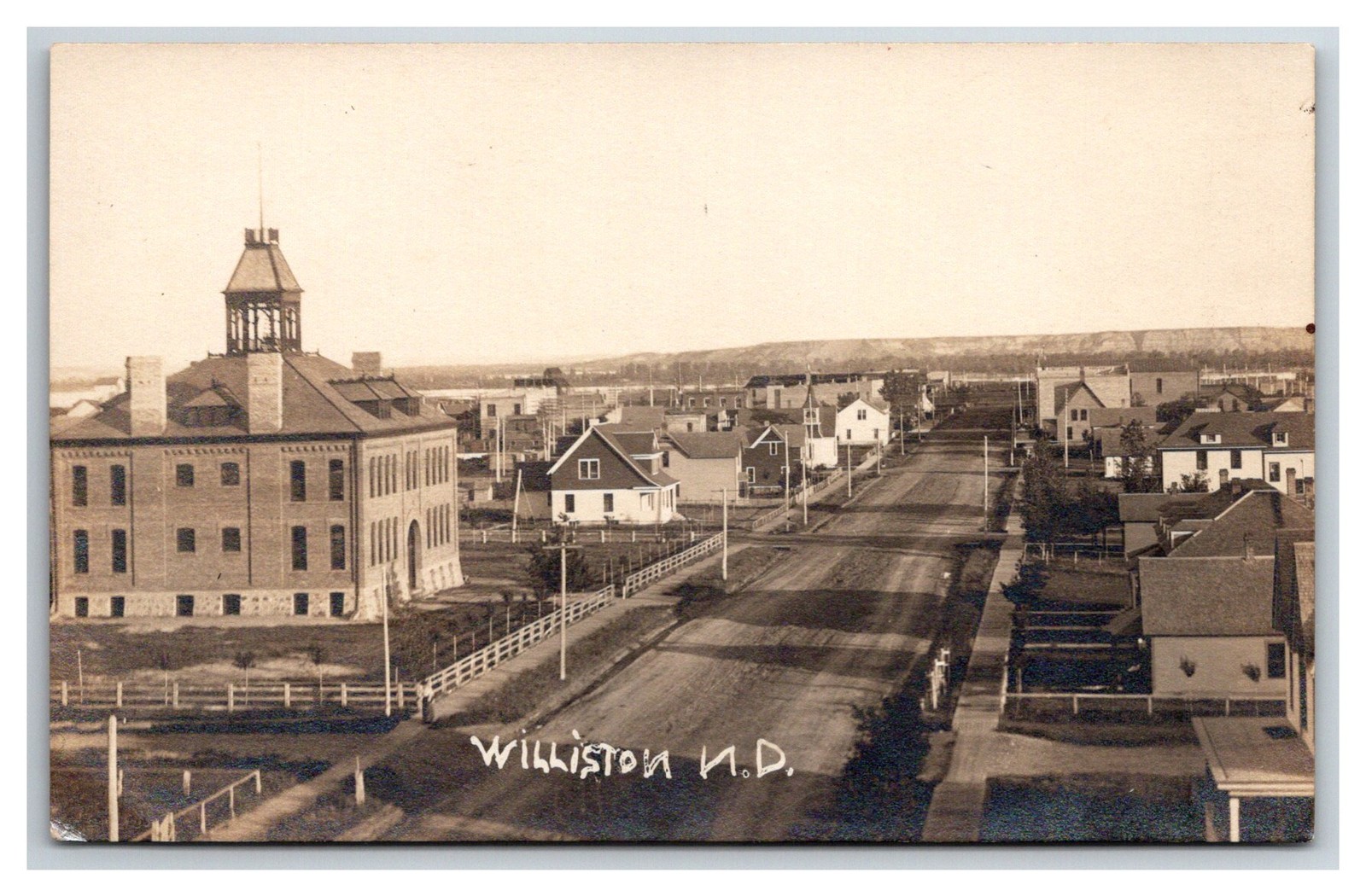 WILLISTON NORTH DAKOTA RPPC ~ Aerial Birds eye court house school church