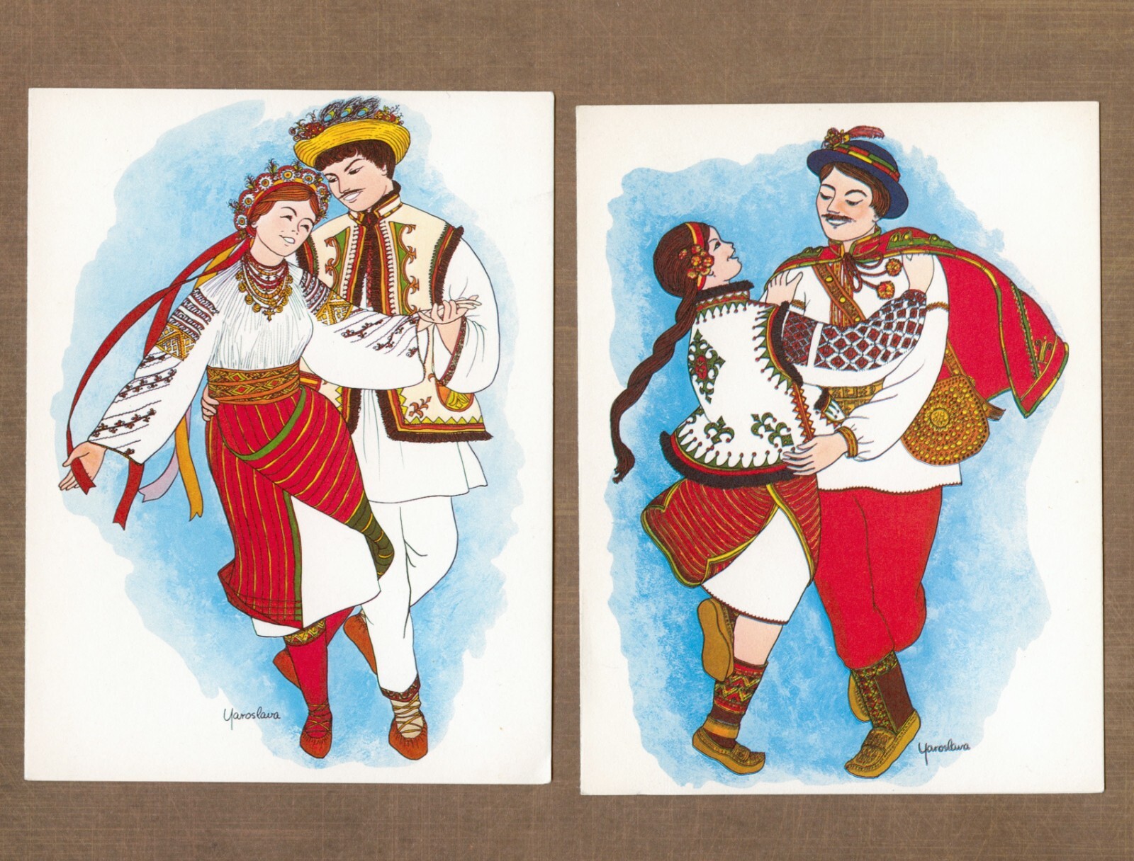 LOT OF 2 Vintage 1976 YAROSLAVA Surma Notecards + Envelopes, Old Ukrainian Dance LOT OF 2 Vintage 1976 YAROSLAVA Surma Notecards + Envelopes, Old Ukrainian Dance