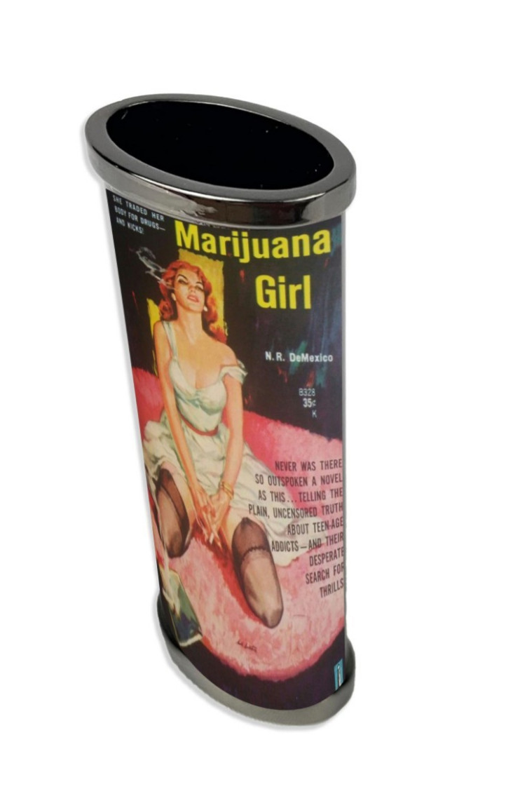 Marijuana Girl lighter sleeve Handmade pulp book