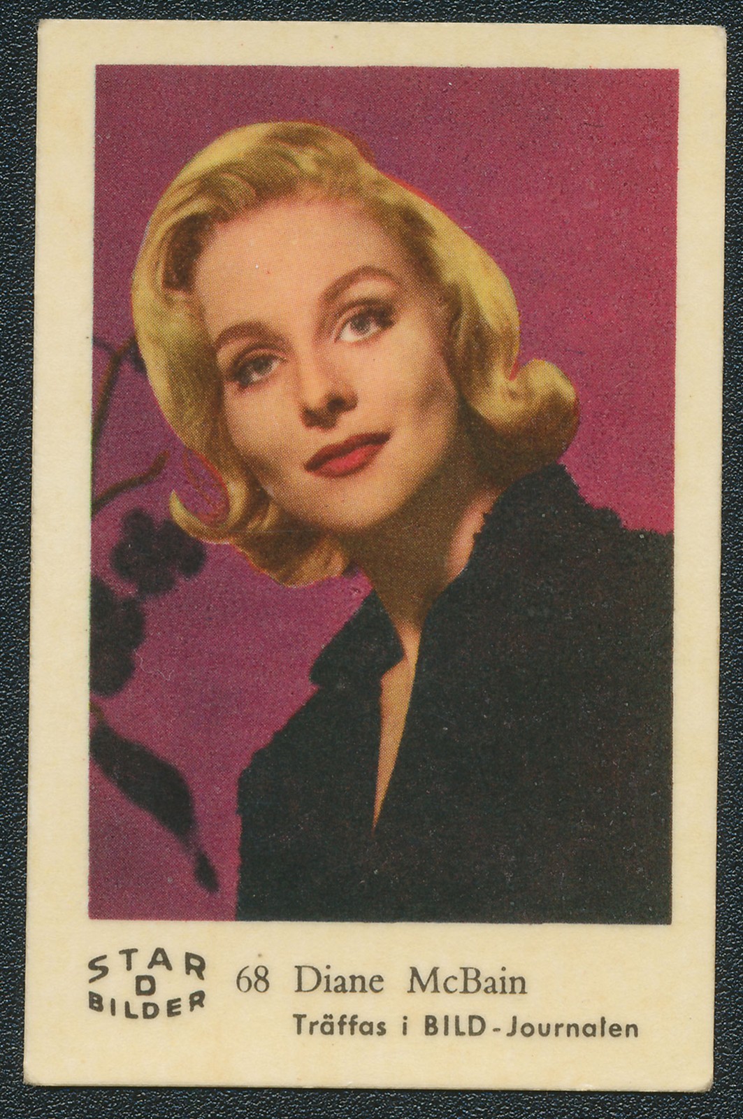 1963 DIANE McBAIN STAR D BILDER TV & MUSIC STARS DUTCH GUM CARD #68 EX 1963 DIANE McBAIN STAR D BILDER TV & MUSIC STARS DUTCH GUM CARD #68 EX