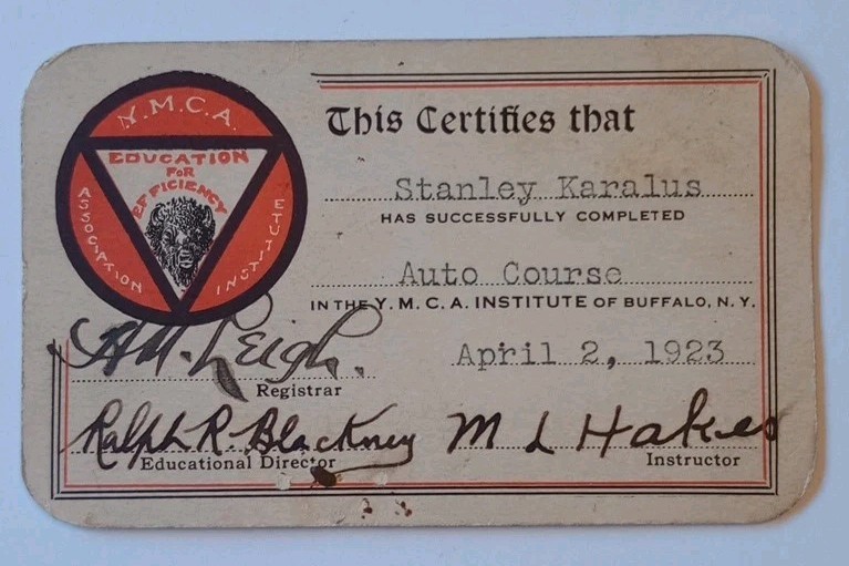 Antique 1923 YMCA Auto Course Card Collectible Ephemera 