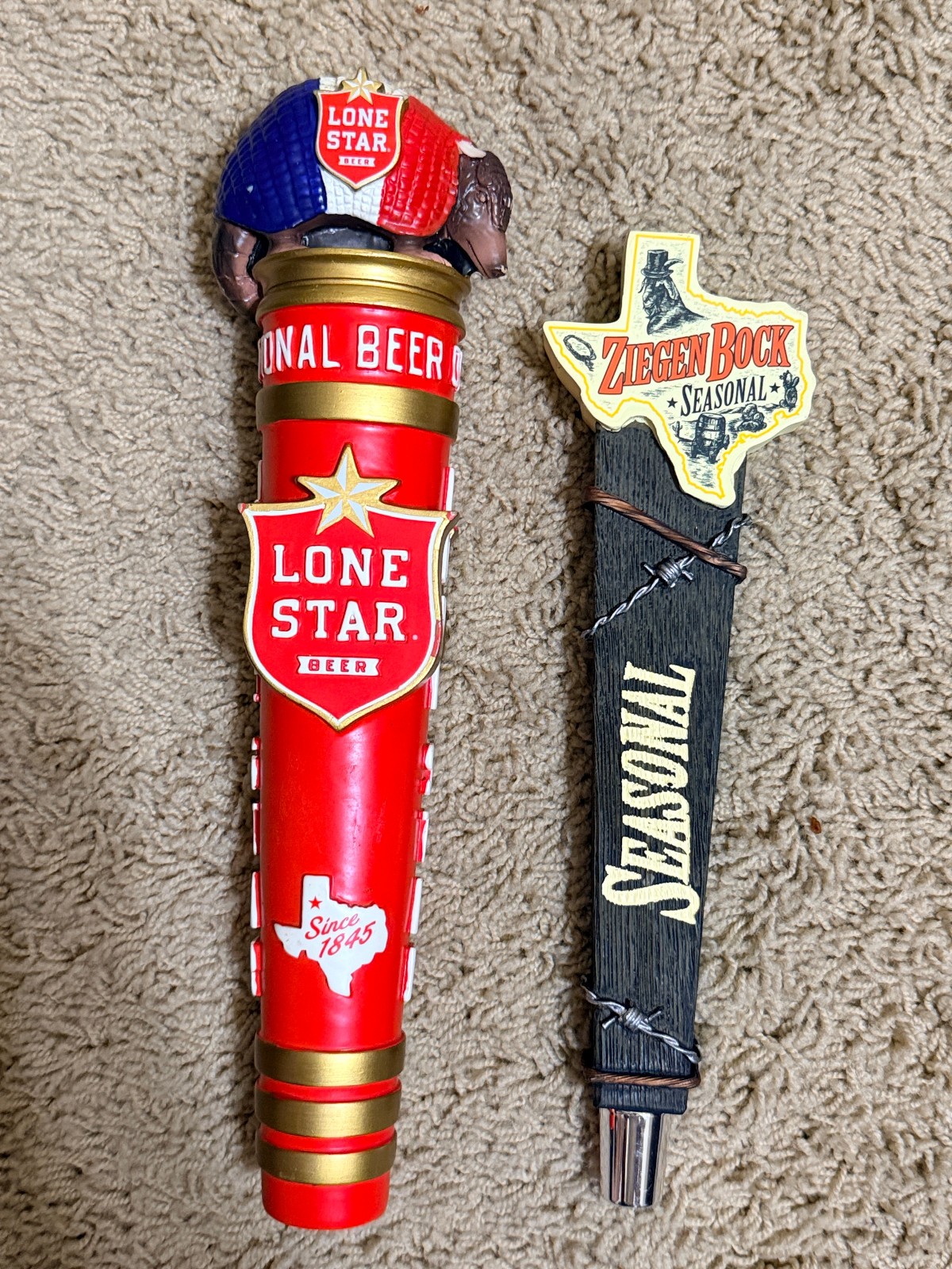 x 2 Lone Star Beer Armadillo & Ziegen Tap Handle