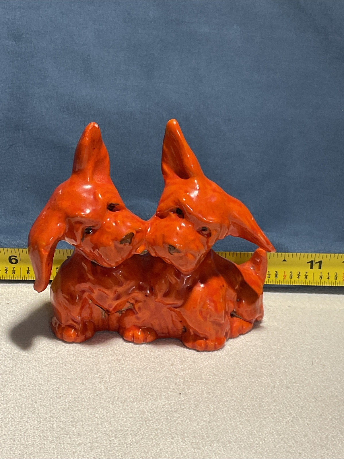 Vintage Orange Westie / Terrier Twin Puppies Figurine