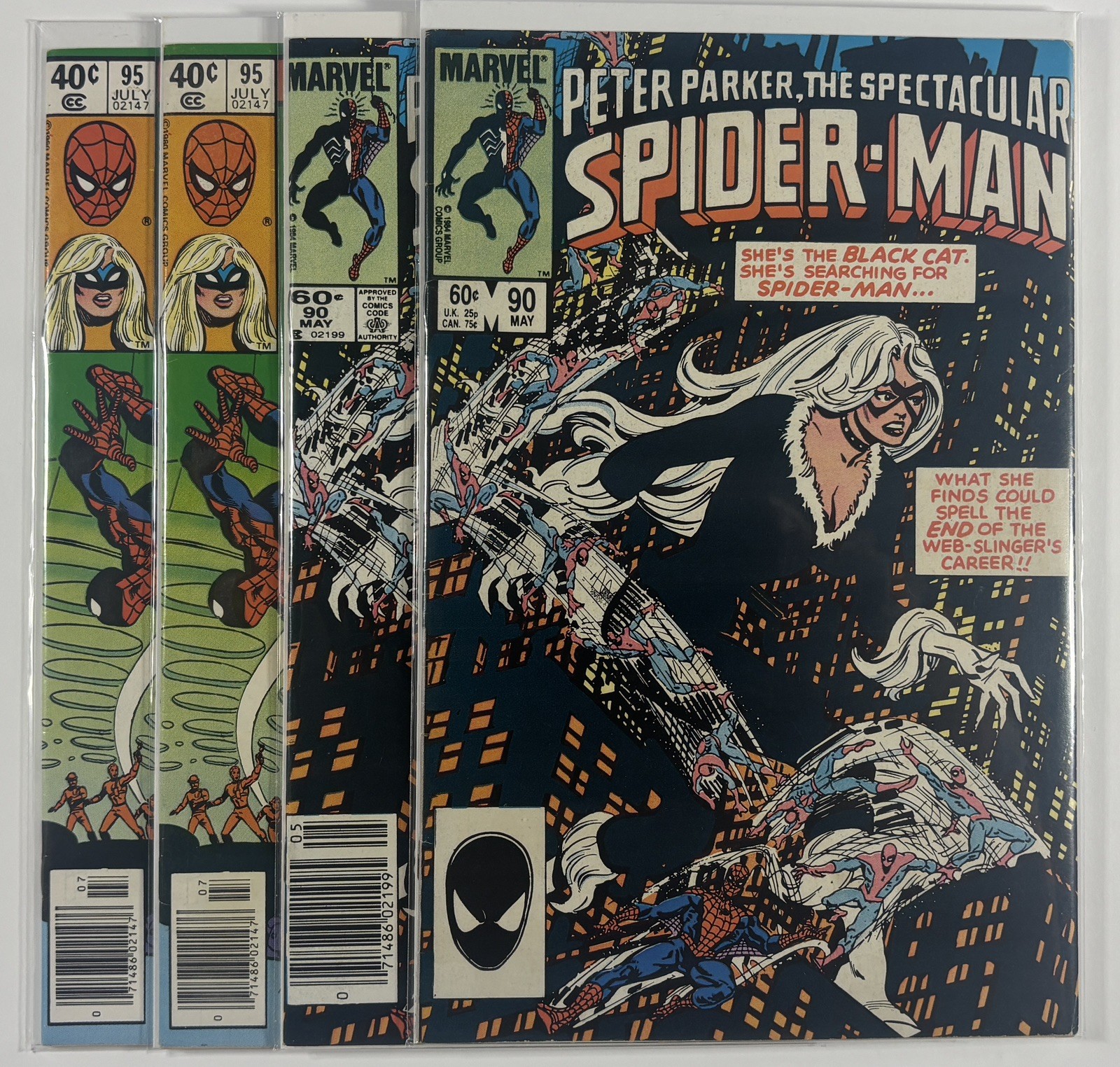 Spectacular Spider-Man 90 X2, Marvel Team-Up 95 X2 Newsstand lot