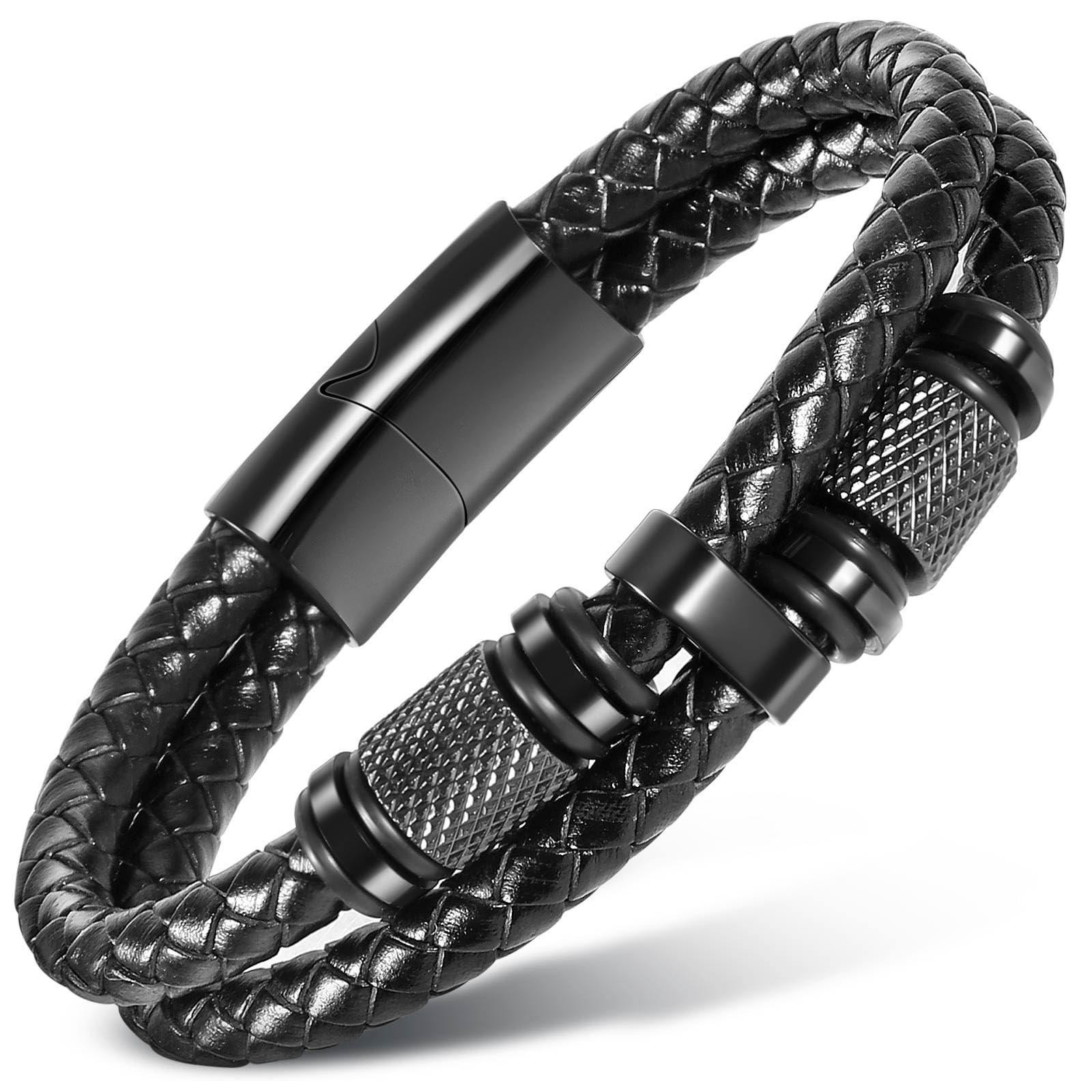 Men Bracelet Leather Infinity Bracelet Black Cool Jewelry gift for men multil... Men Bracelet Leather Infinity Bracelet Black Cool Jewelry gift for men multil...