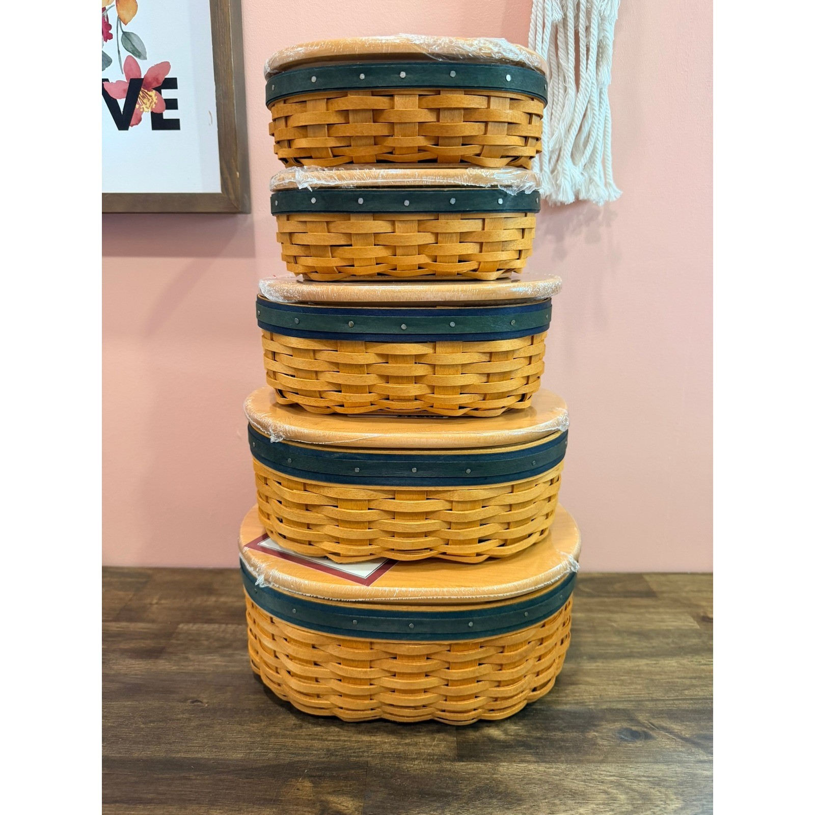 Longaberger Collectors Club Harmony Baskets Set #2-5 with Lids & Boxes NEW
