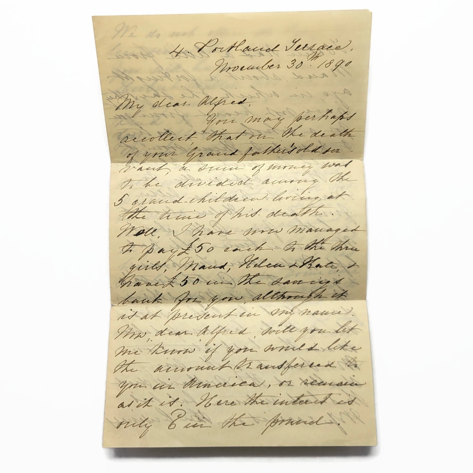 Antique 1890 Handwritten Family Letter Victorian Transatlantic Family News Money