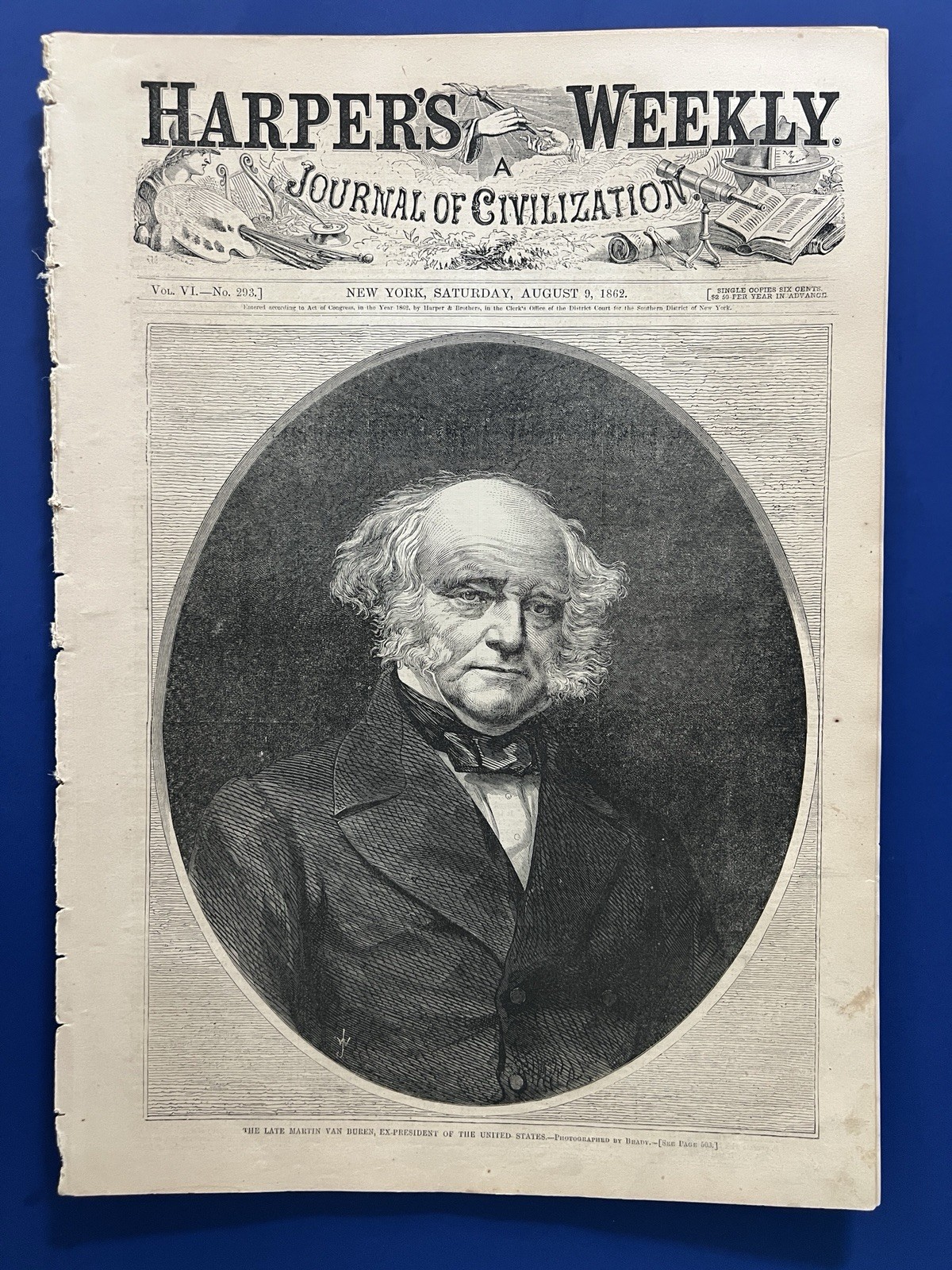 Harper's Weekly 8-9-1862 DEATH MARTIN VAN BUREN Map Richmond GEN HALLECK