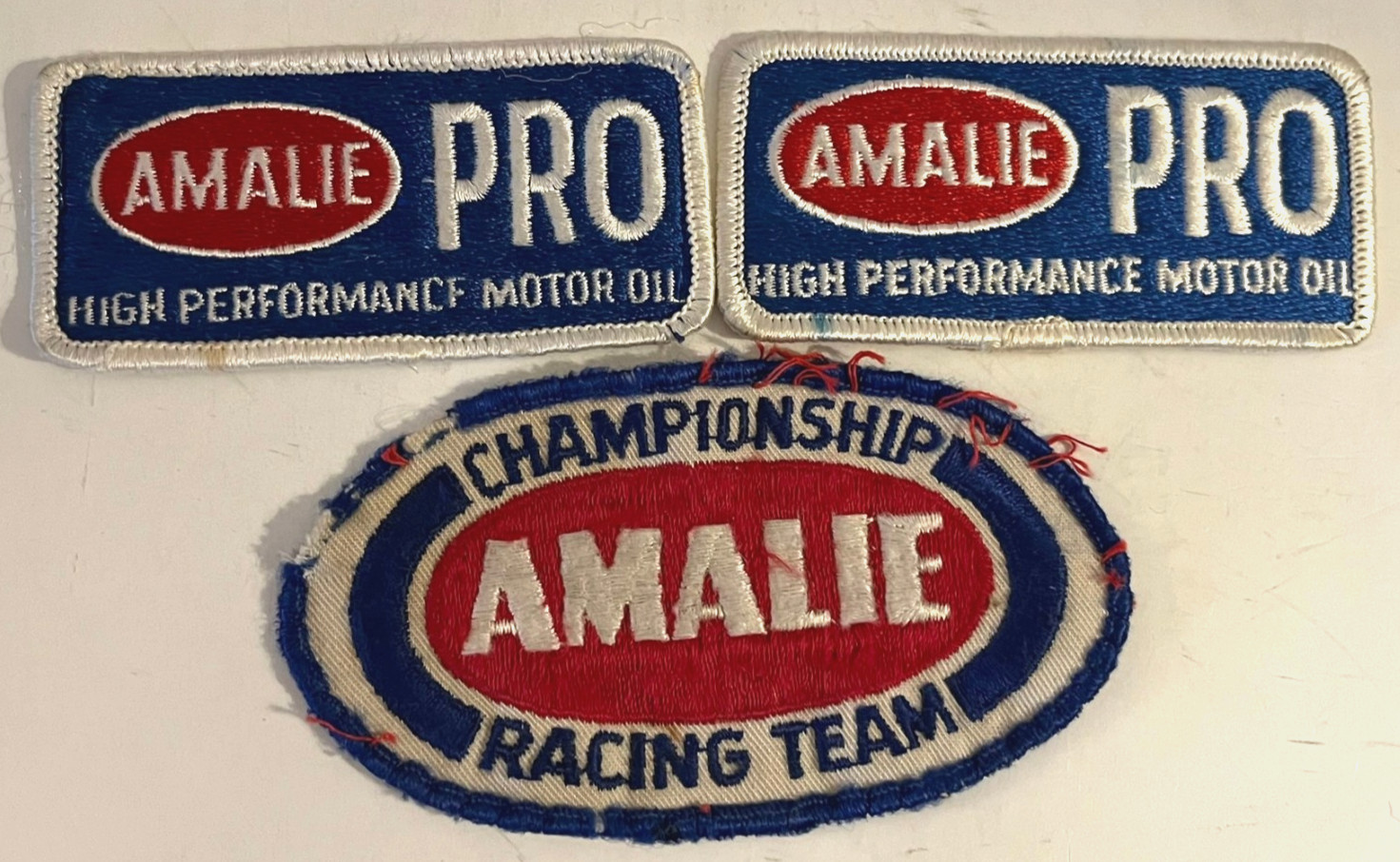 Vintage Amalie Pro High Performance Motor Oil Patch Lot Of (3) - Very Nice Cond.