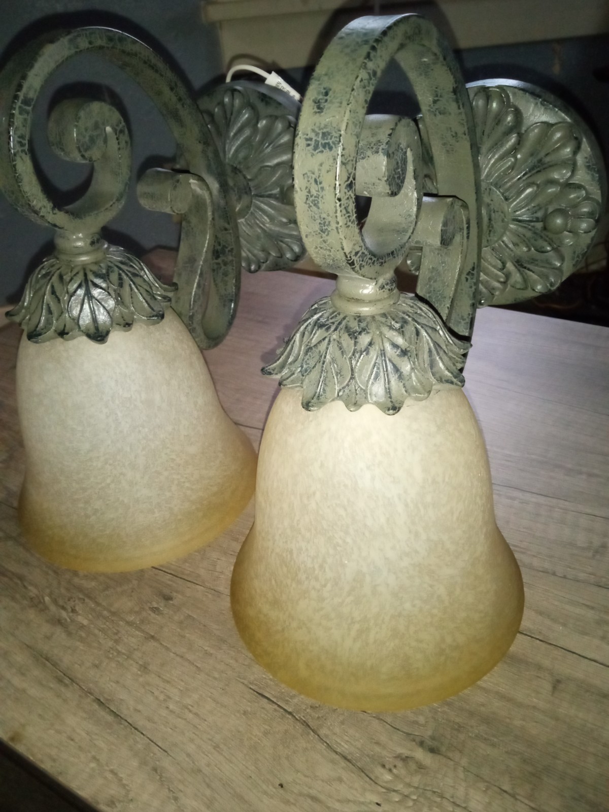 vintage cast iron porch lights - set of 2