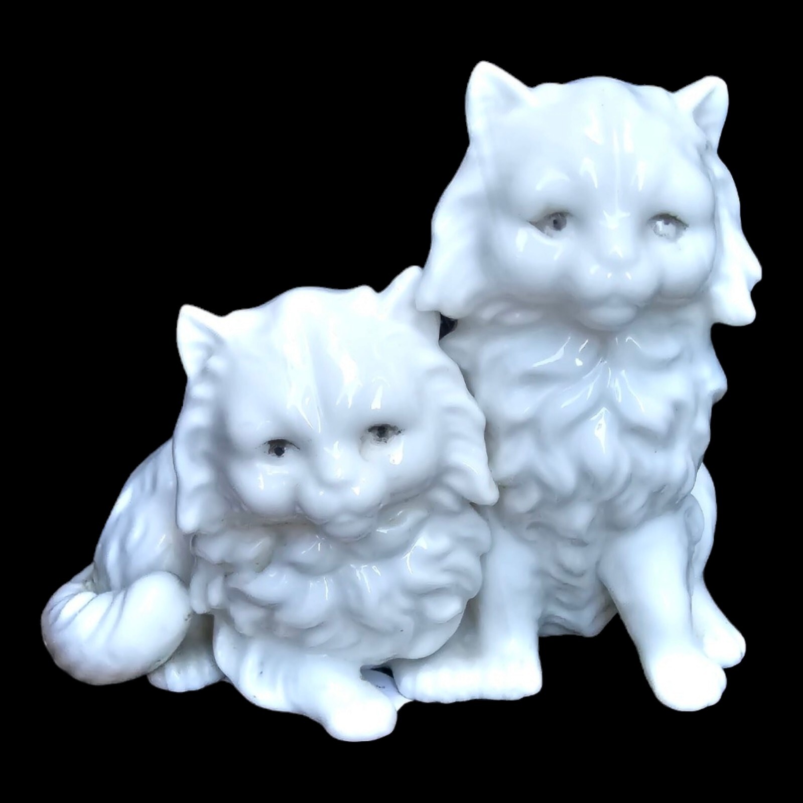 Vtg Lenwile White Porcelain Kittens Cats Figurine 3..5” Love Snuggle 