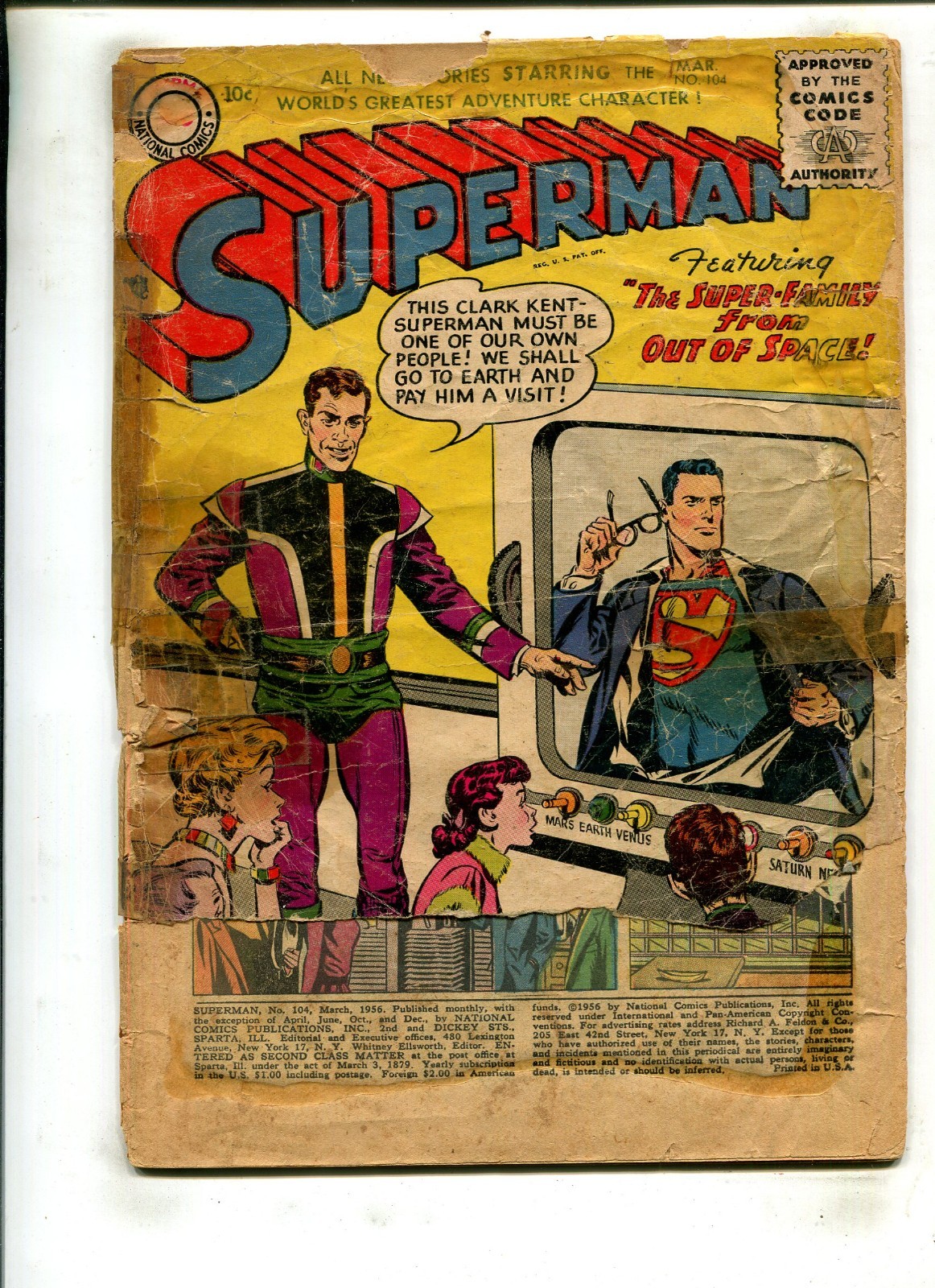 SUPERMAN #104 (0.5) THE SUPER-FAMILY FROM OUT OF SPACE 1956