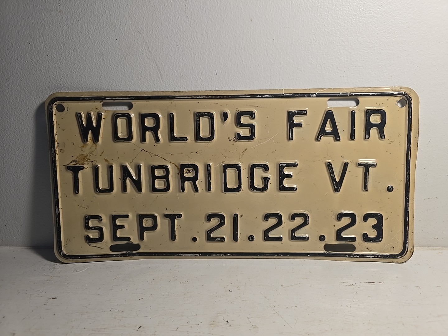 RARE WORLD\'S FAIR TUNBRIDGE VT FAIR LICENSE PLATE 1929 - EXCELLENT CONDITION 