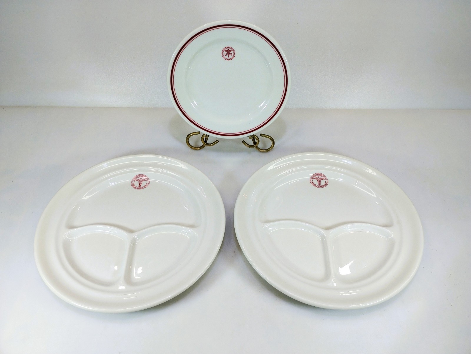 Vintage Shenango US Army Medical Department Plates Lot of 3 Divided & Side Plate