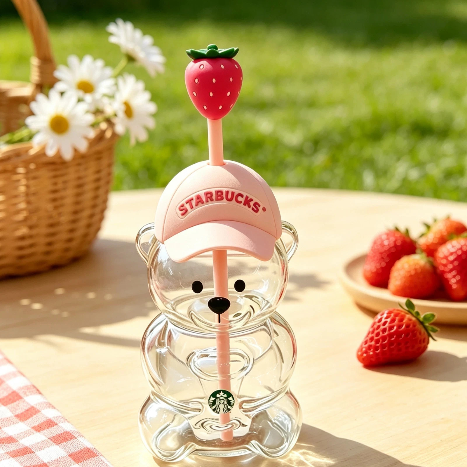 2026 Starbucks Bearista Bear Cup Tumblers Strawberry Topper Baseball Cap 2026 Starbucks Bearista Bear Cup Tumblers Strawberry Topper Baseball Cap